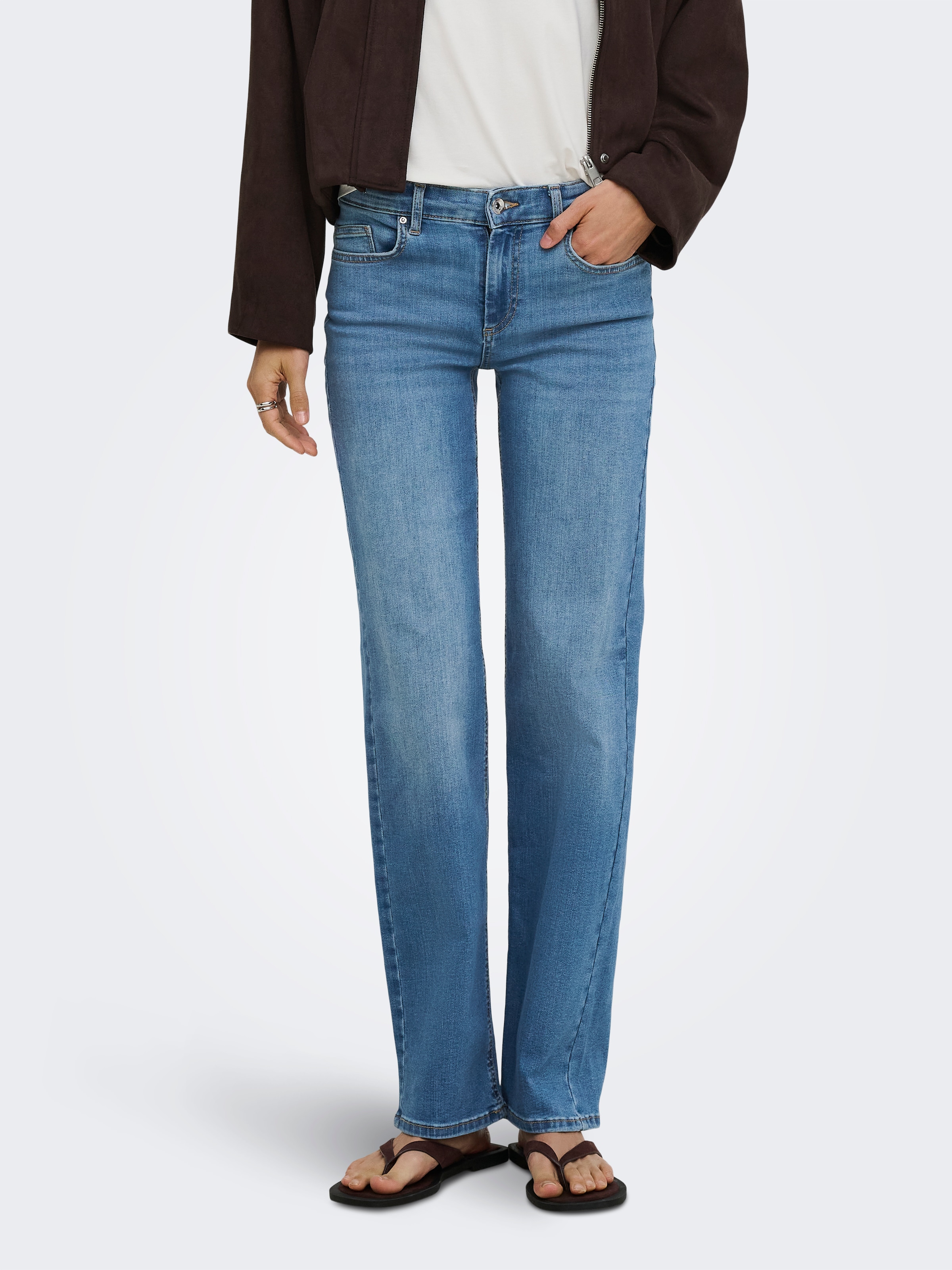 ONLY Straight-Jeans »ONLWINNIE  MID STRAIGHT DNM« Baumwollmischung, straight fit, mid waist
