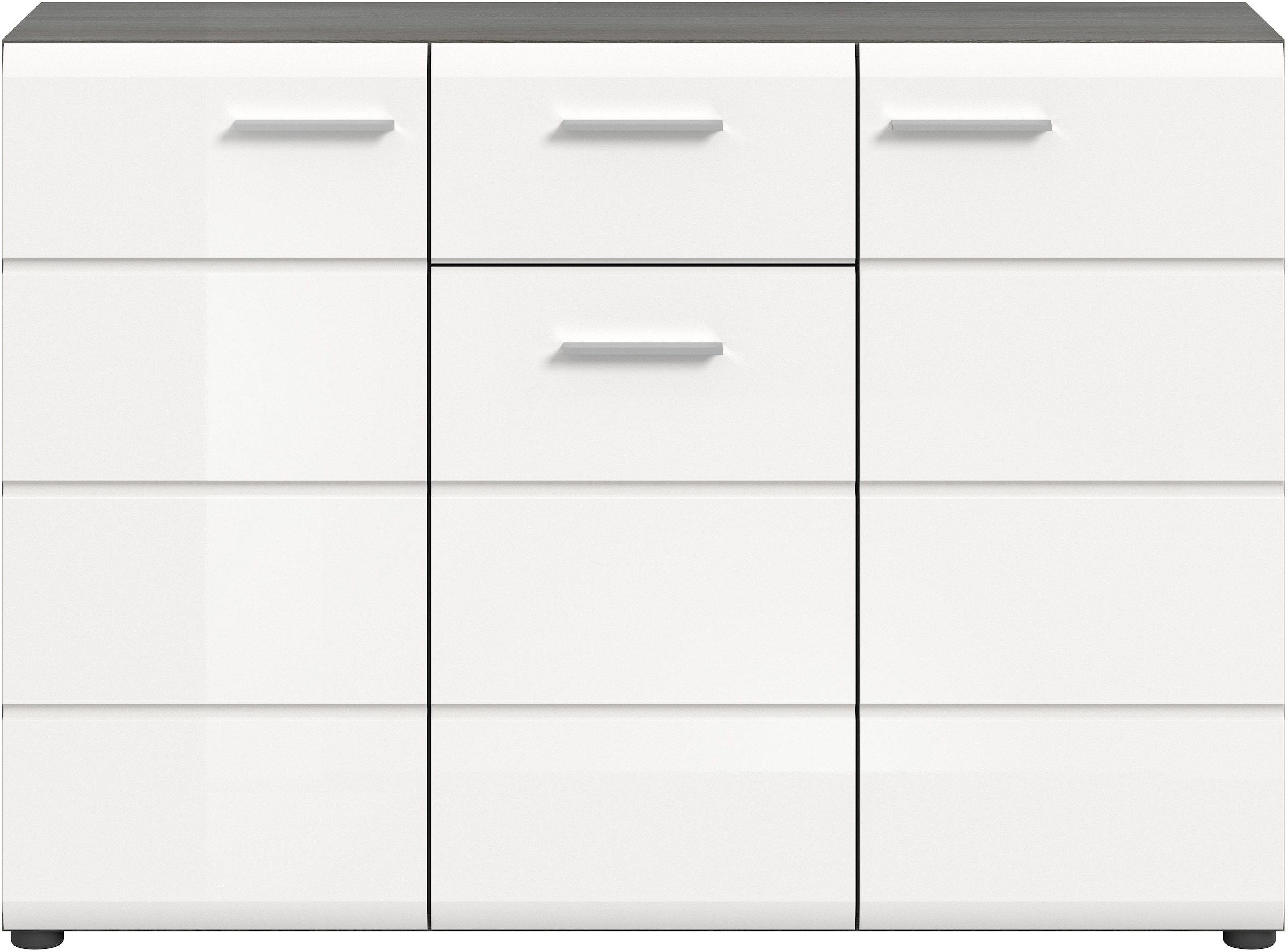 Home affaire Sideboard »Rumba, Breite 120cm, in Rauchsilber Nachbildung/Weiss Hochglanz« Kommode, Sideboard, Schrank