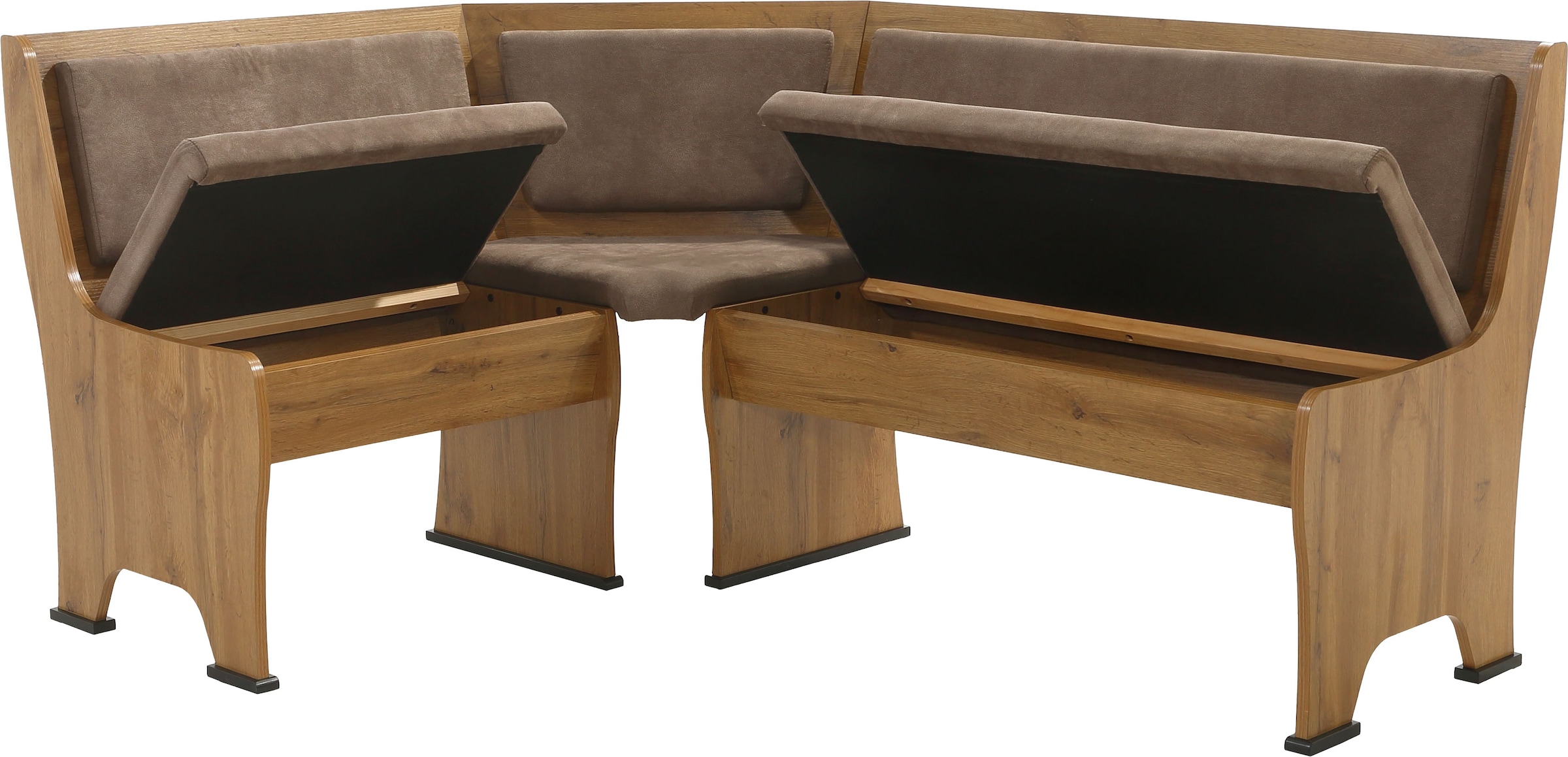 GOODproduct Eckbankgruppe »Theo (Set, 4-tlg. Tisch, Bank und 2 Stühle) 2 Farben wählbar« Bank links/rechts montierbar, mit Stauraum, Stühle im 2er Set