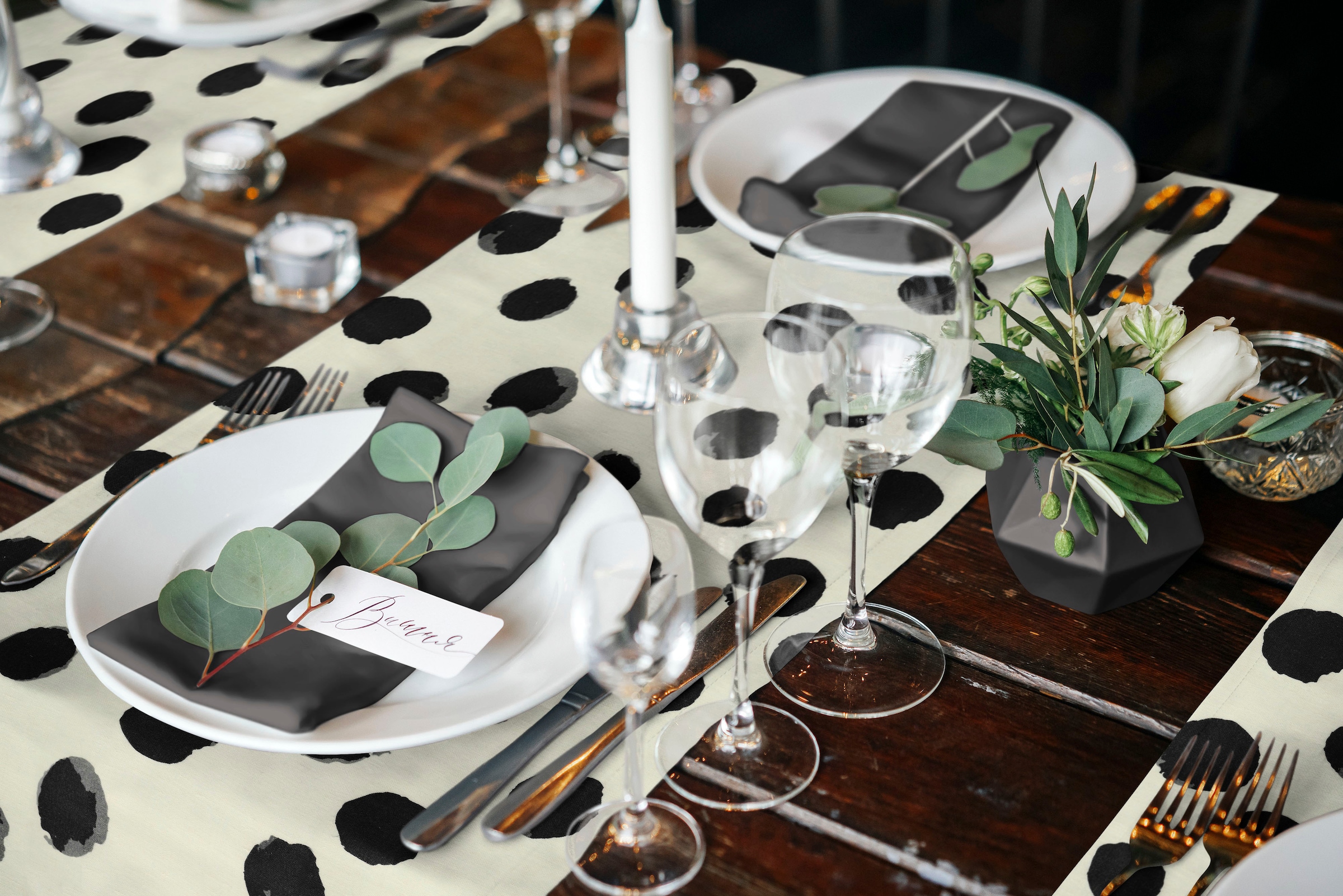 Adam Chemin de table »Dots« aus Bio-Baumwolle,Made in Germany