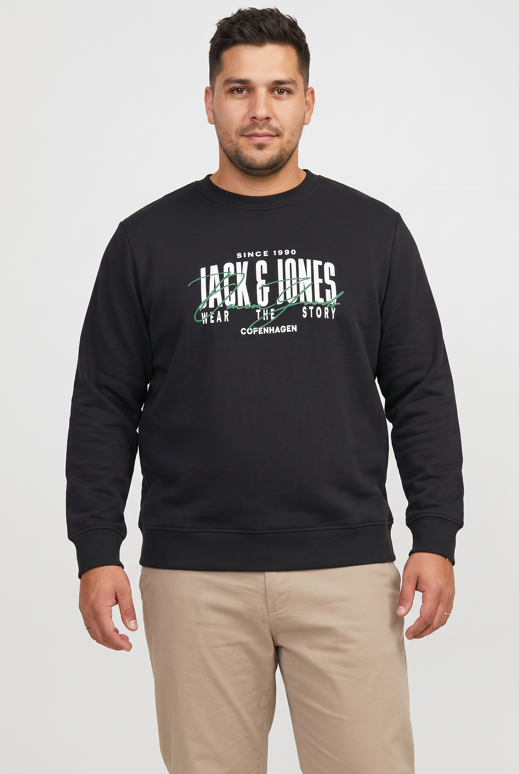 Jack & Jones PlusSize Sweat-shirt »JJAERO SWEAT CREW NECK PLS«, mélange coton, coupe régulière
