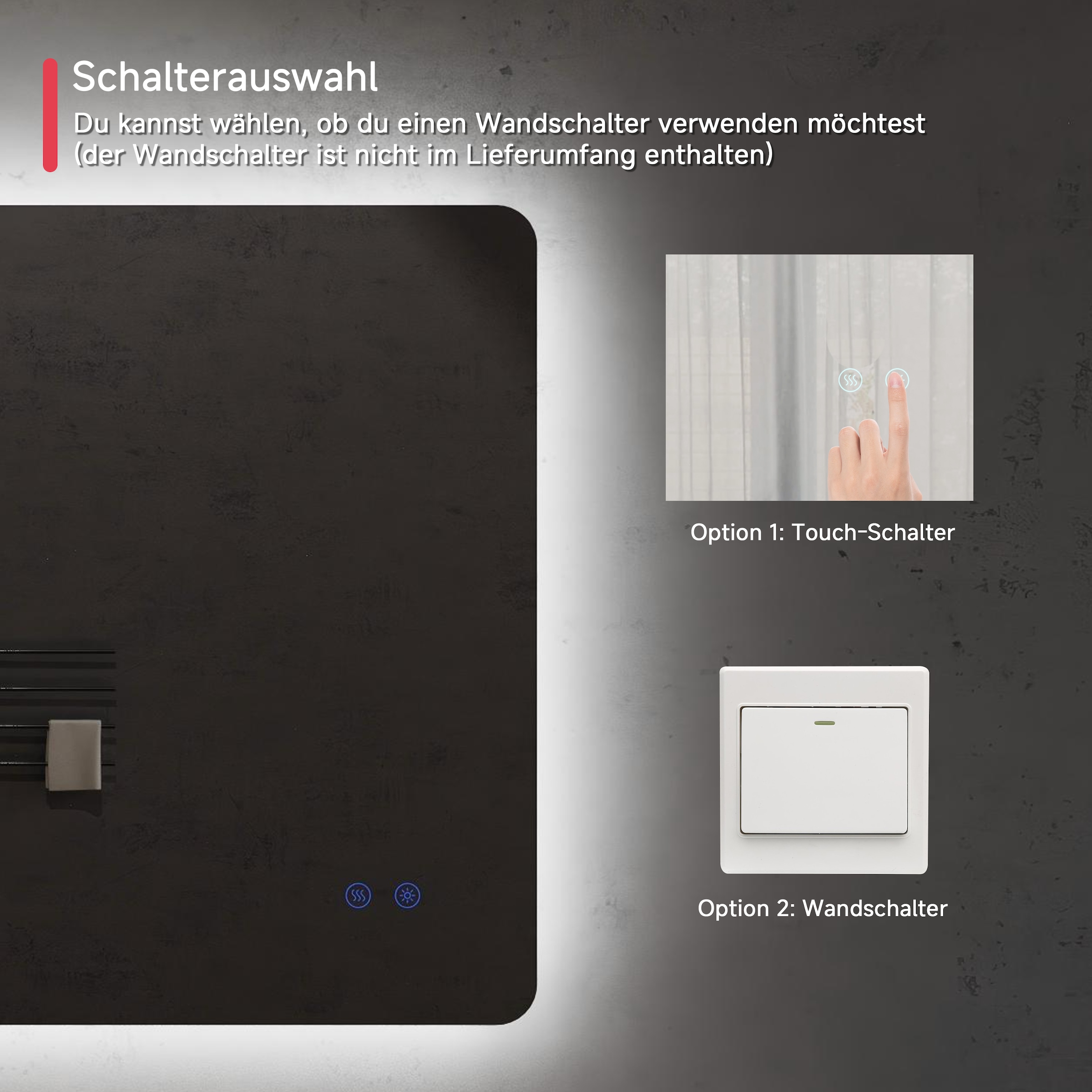 welltime Miroir lumineux LED »Toledo eckig, Spiegel mit LED Beleuchtung, Badspiegel« mit Anti-Fog Beschichtung