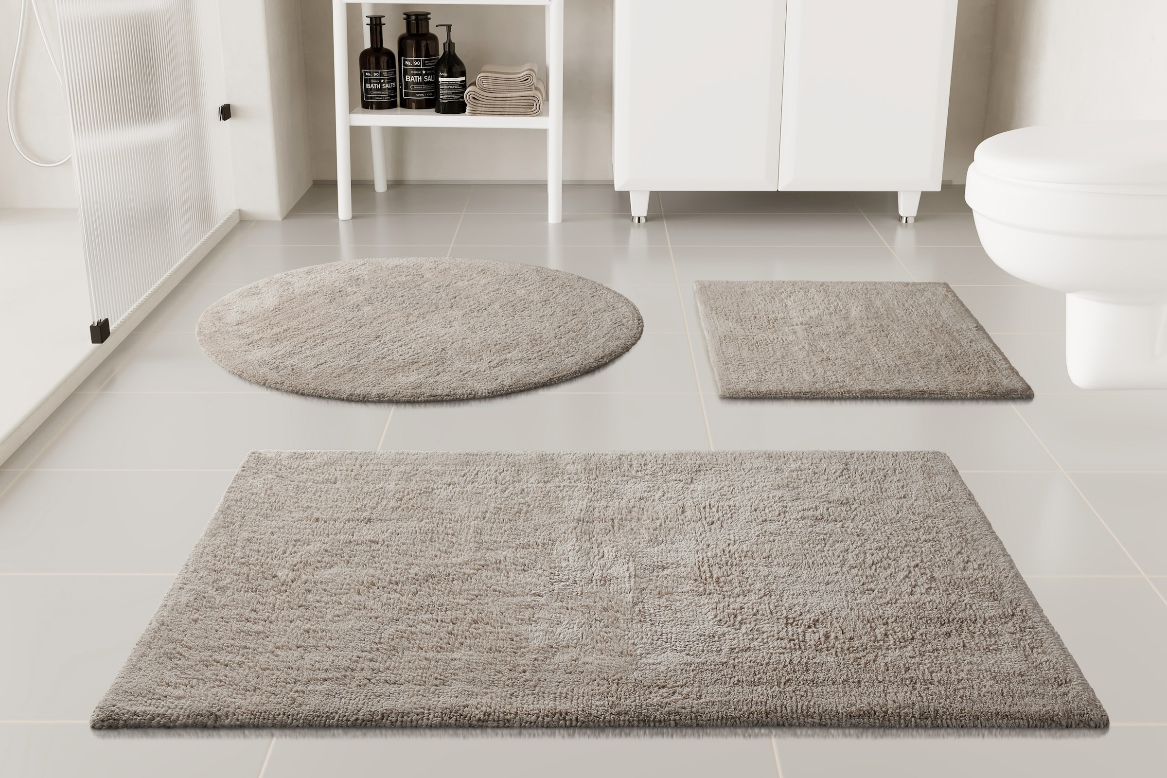 GOODproduct Badematte »Selenne« Höhe 20 mm rutschhemmend beschichtet fussbodenheizungsgeeignet Badteppich, getuftet, modern, Uni, antirutsch, flauschig, Baumwolle