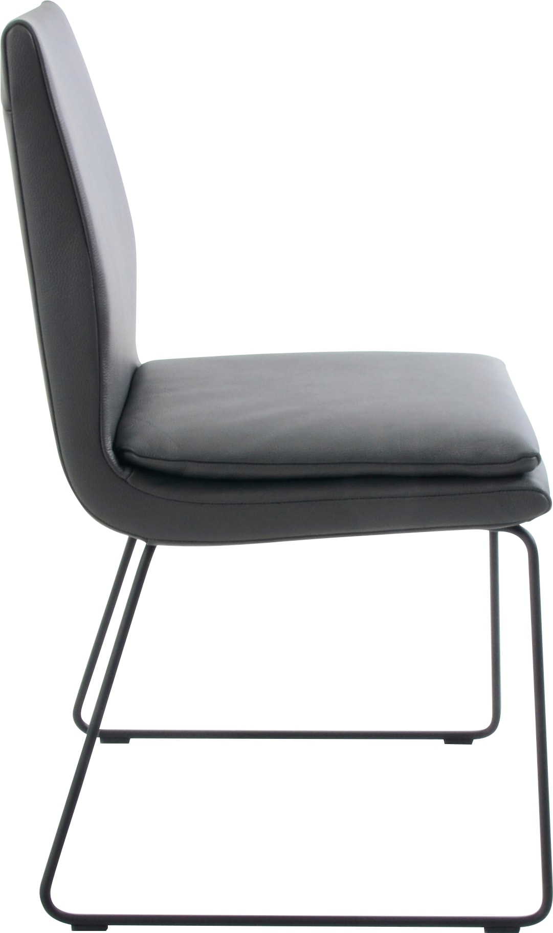 K+W Komfort & Wohnen Chaise de salle à manger »Creso Lederstuhl« () avec coussin d'assise et patin rond en métal noir structuré