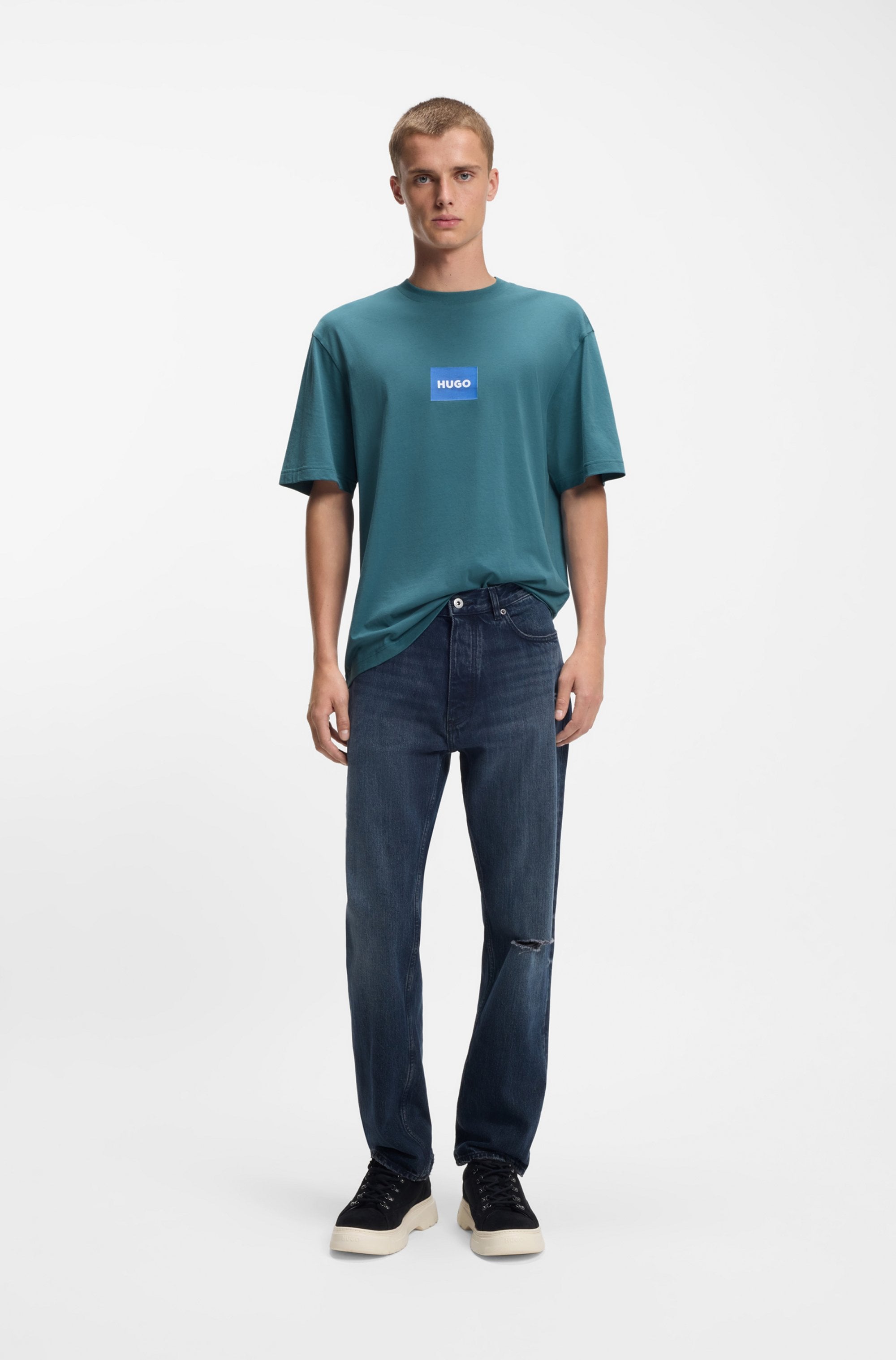 HUGO T-Shirt Regular Fit, Kurzarm, Hugo-Print