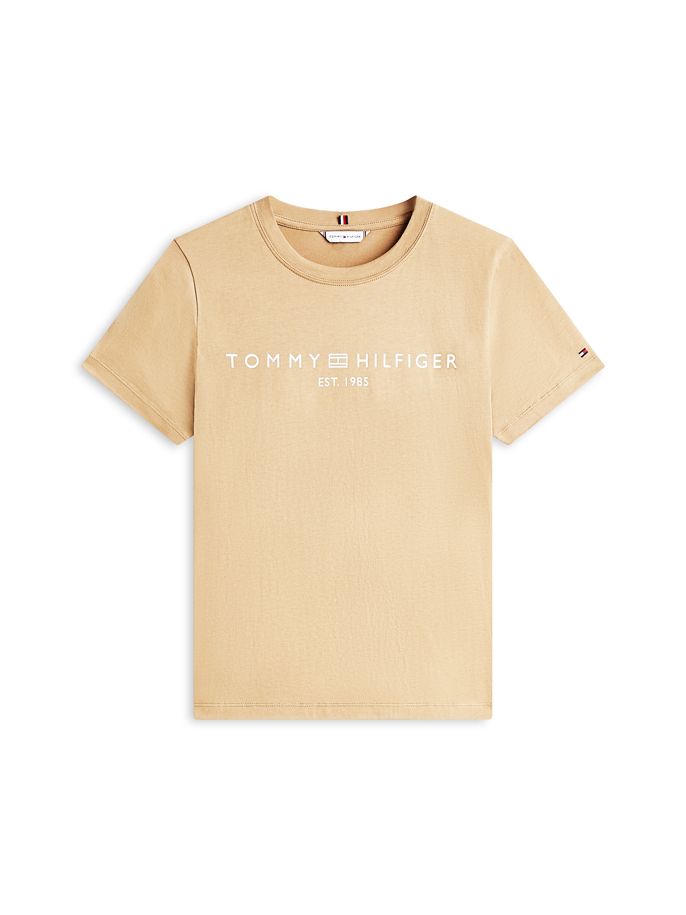 Tommy Hilfiger T-shirt à manches courtes »REG CORP LOGO C-NK mit Logoschriftzug und Stickerei« Baumwolle