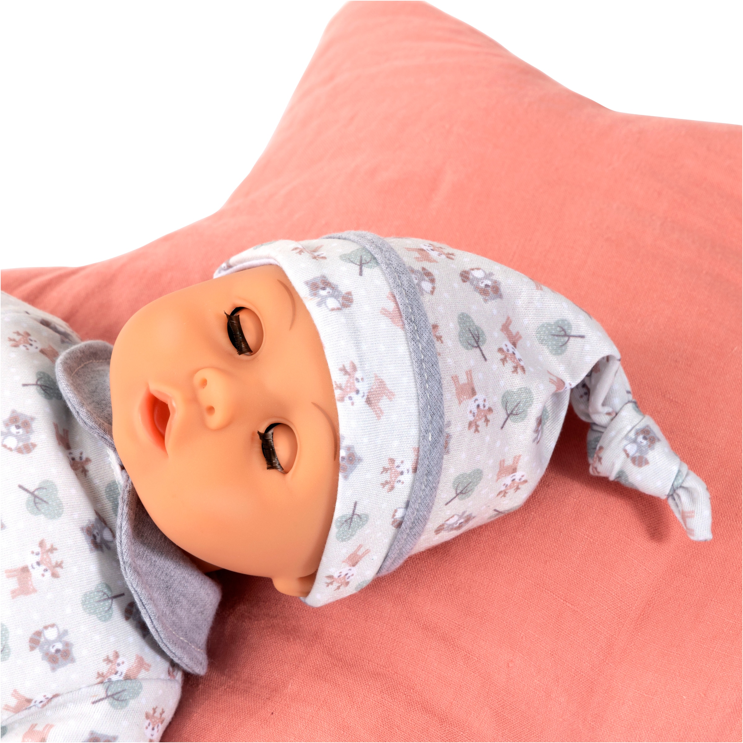Bayer Babypuppe »First Words Baby, 38 cm, grau« mit Schlafaugen und Babygeräuschen