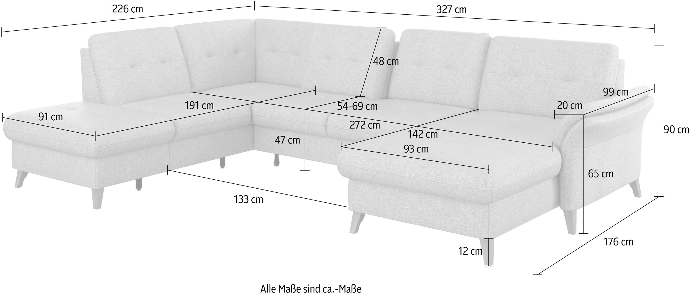 sit&more Wohnlandschaft »Göteborg« inkl. Sitztiefenverstellung, wahlweise mit Bettfunktion & Bettkasten