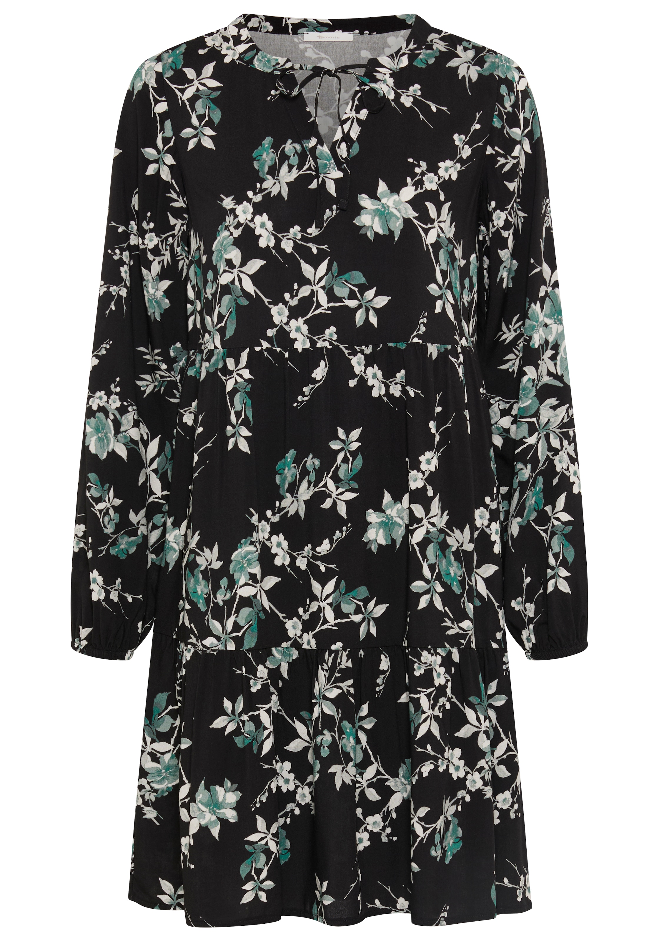 Tamaris Robe en ligne A »mit Blumen-Design und Rüschen« en viscose