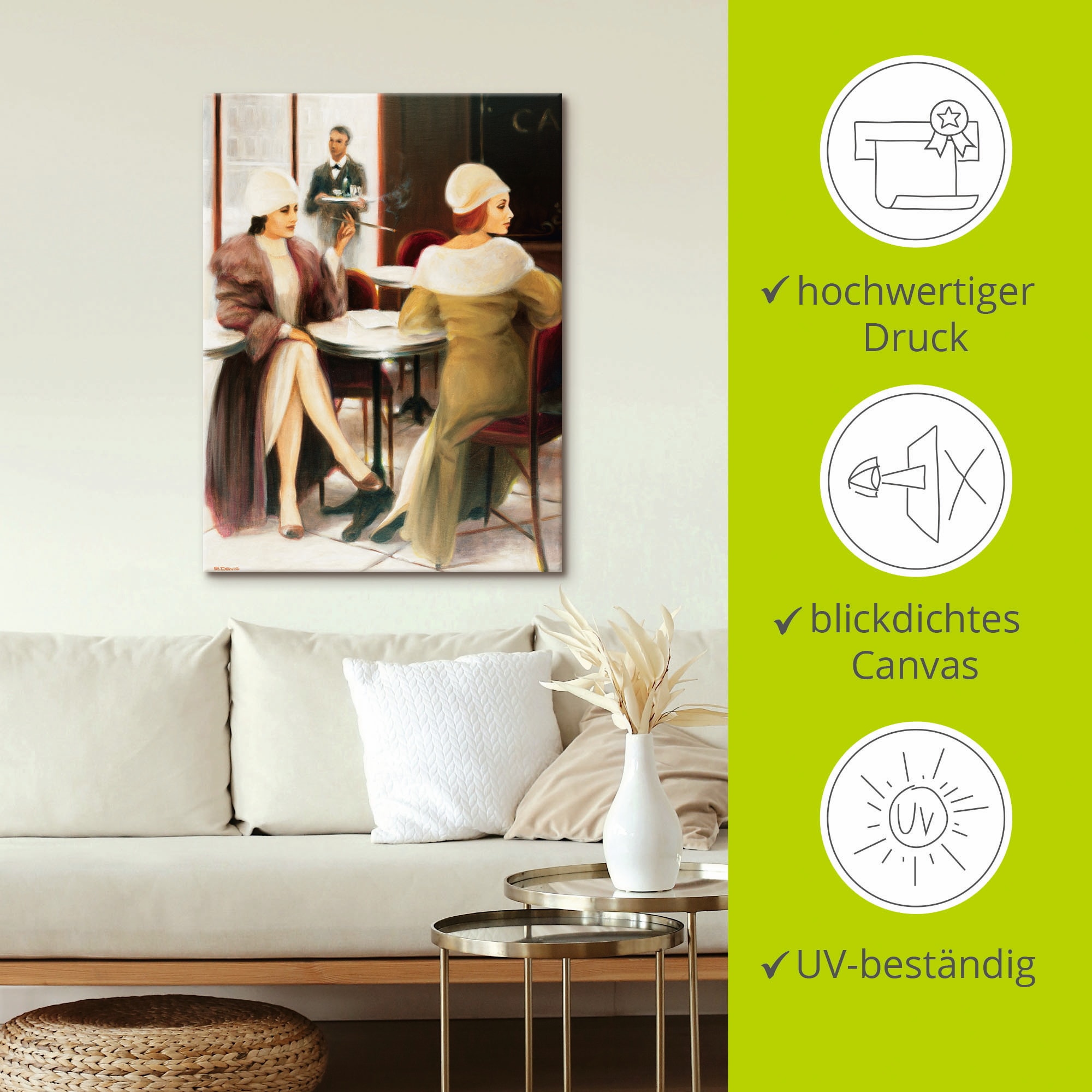 Artland Leinwandbild »Cafe I« Frau 1 Stk. tlg. auf Holzrahmen gespannt