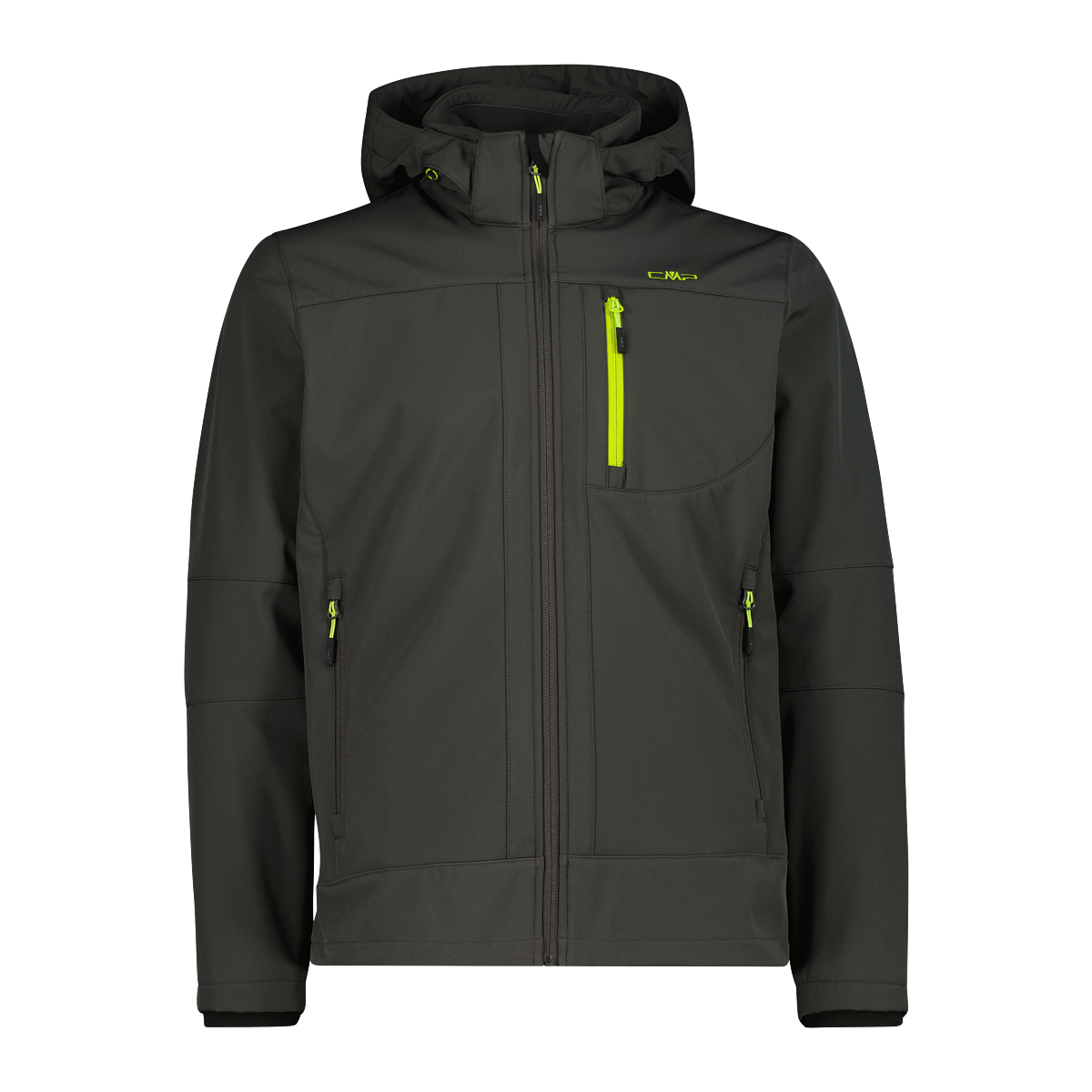 CMP Veste softshell avec capuche avec col montant, triple couche, déperlant, coupe-vent