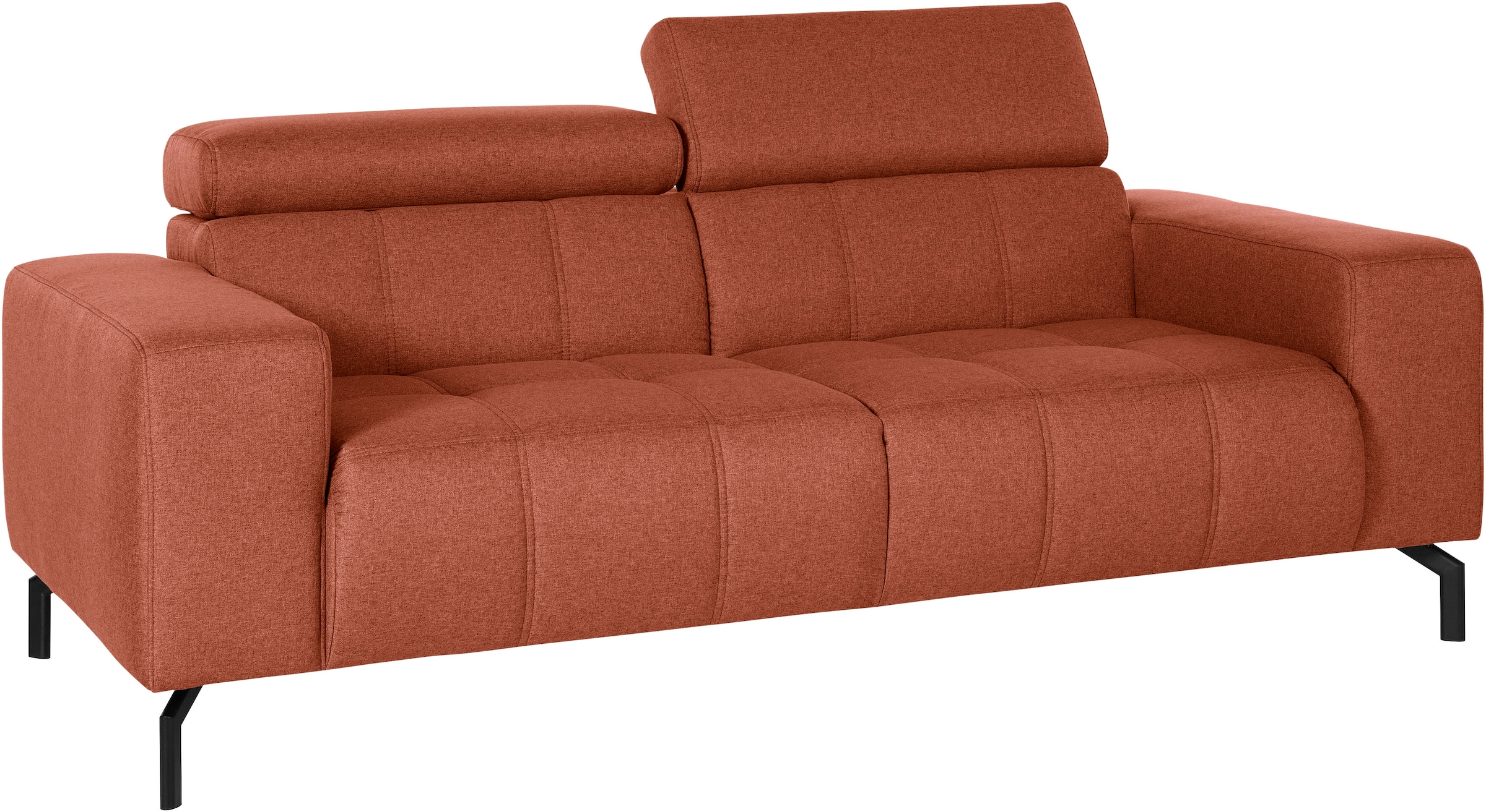 DOMO collection 2-Sitzer »Cunelli zeitlos und elegant, moderne Sitznähte als Designelement,« wahlweise mit 6-fach verstellbaren Kopfteilen, fester Sitzkomfort