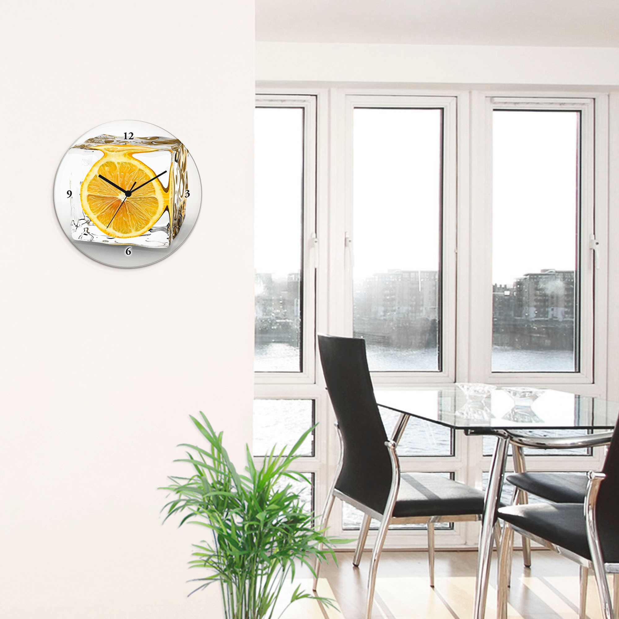 Artland Horloge murale »Zitrone im Eiswürfel« wahlweise mit Quarz- oder Funkuhrwerk, lautlos ohne Tickgeräusche