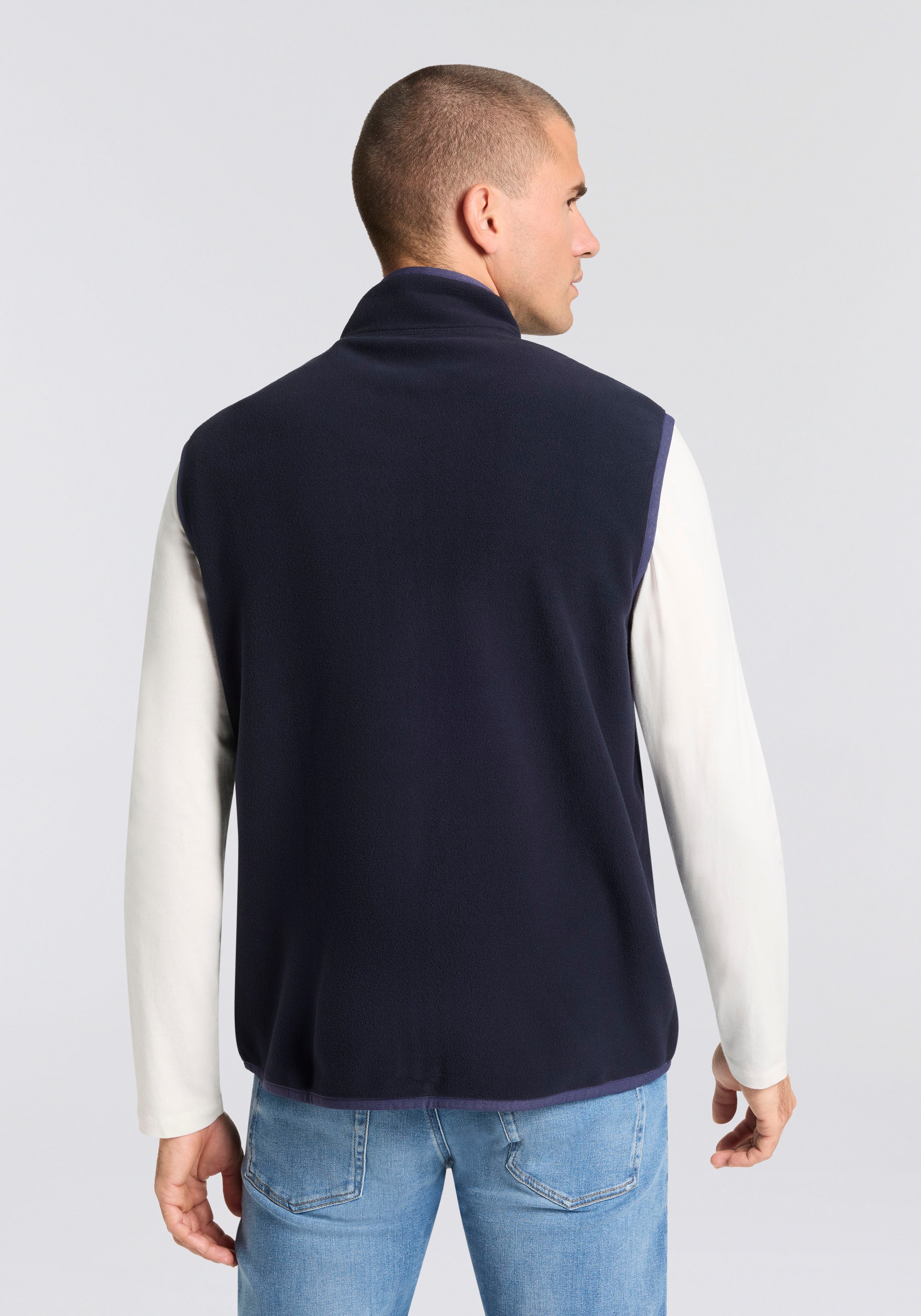 Gant Gilet polaire , Stehkragen, Brusttasche mit Logo-Stickerei
