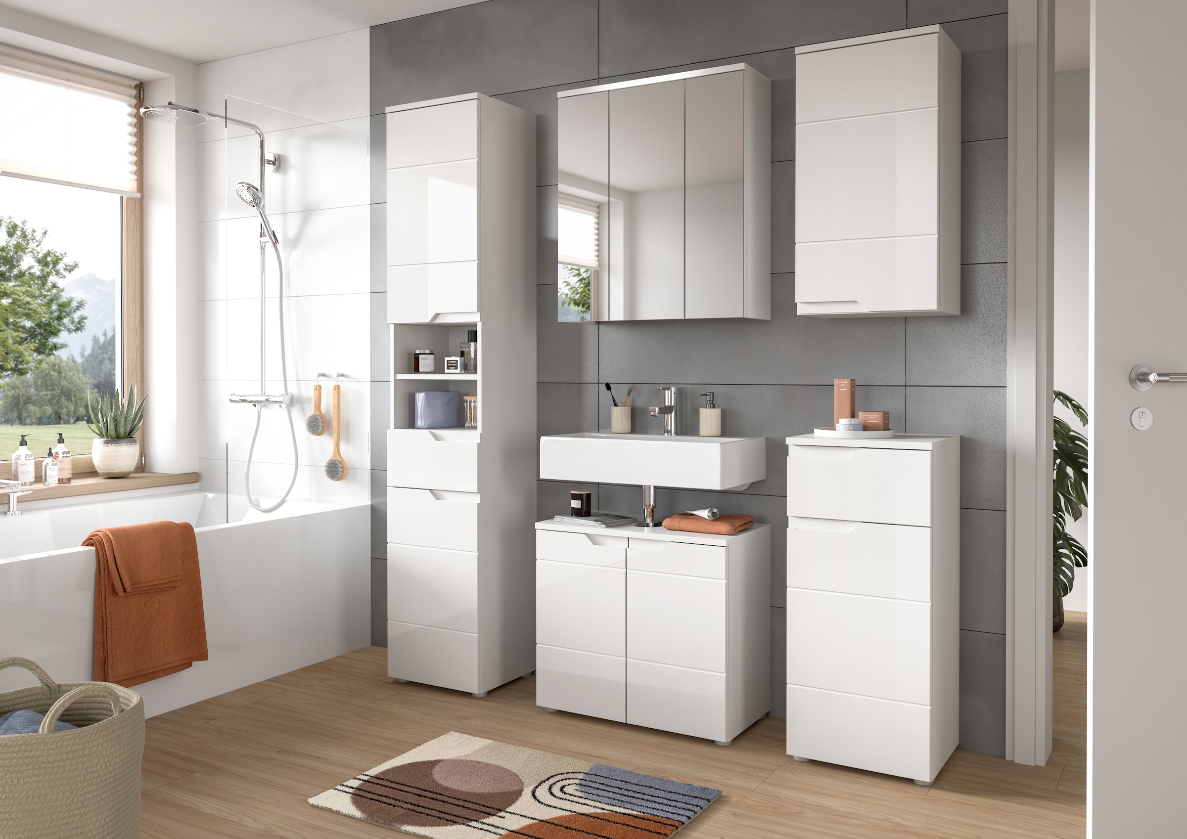 INOSIGN Spiegelschrank »CAPRI, Breite 63 cm, 3 Spiegeltüren mit Soft-Close-Funktion, 9 Fächer« Badschrank, Schrank, Hängeschrank, Spiegel