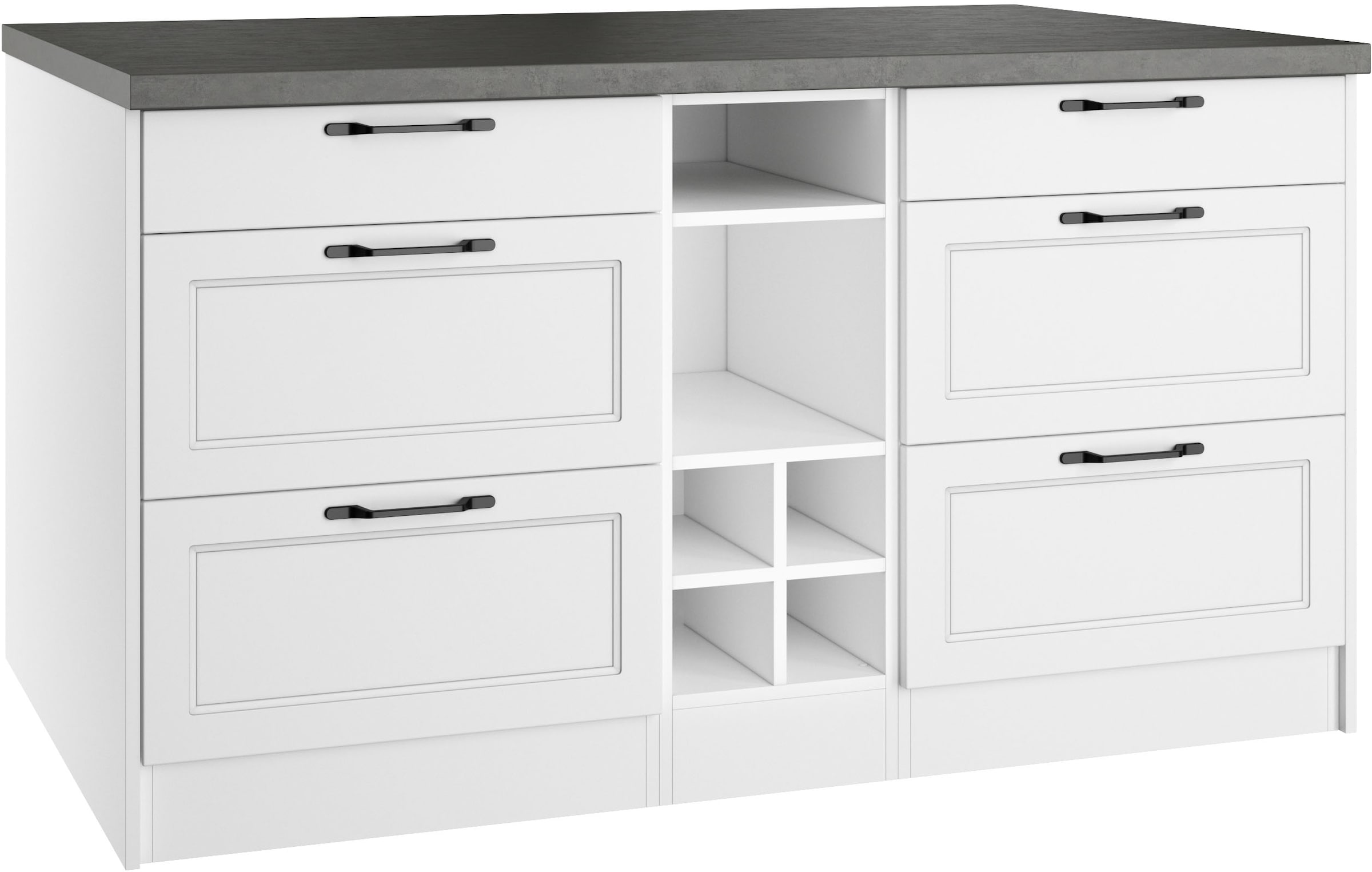KOCHSTATION Ilot de cuisine »KS-Lani, Breite 153 cm, mit Flaschenregal« façades MDF, plan de travail épaisseur 38mm