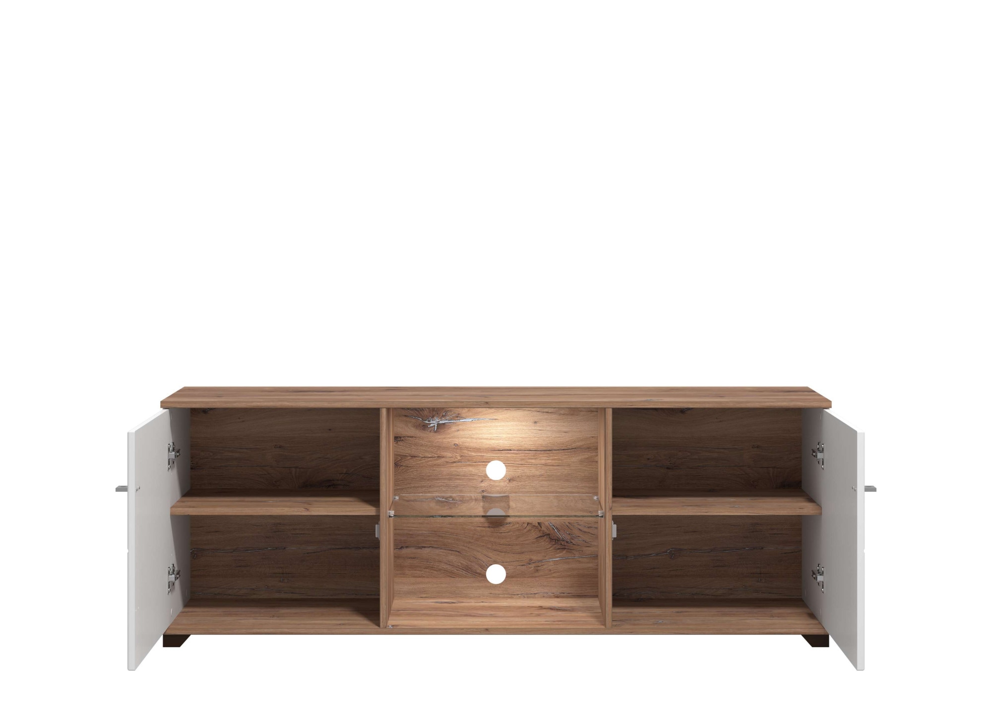 INOSIGN Tableau TV »Burgundy Lowboard, TV-Schrank, TV-Ständer, Hochglanzfonten« Hochglanzfronten und eine Innenausstattung in Flagstaff Eiche