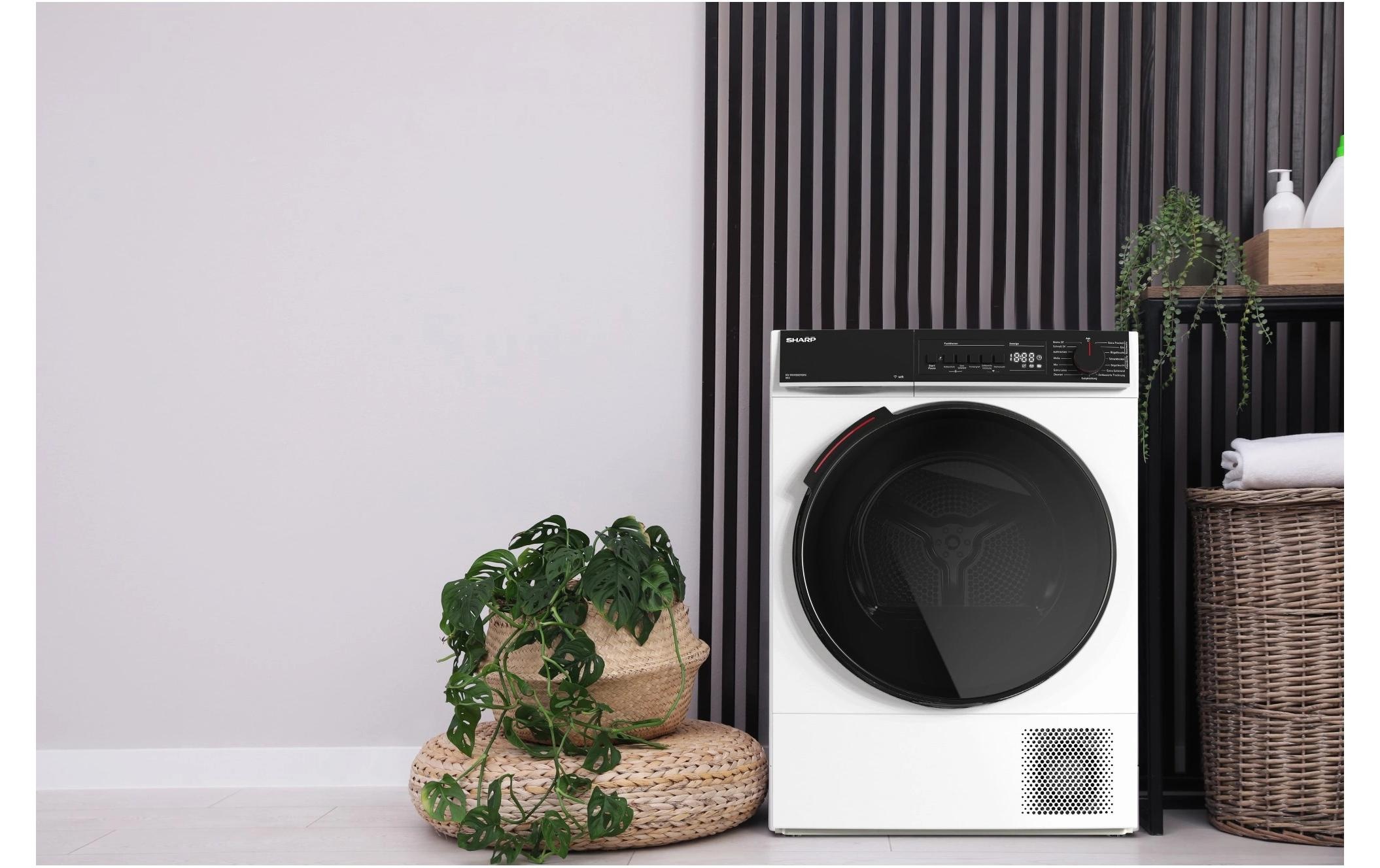 Sharp Sèche-linge à pompe à chaleur »KD-WNHB8S9GWC-DE« 8kg / +WIFI / EEKC / 2 Tasten / XXL-Tür voll-schwarz / Weiss