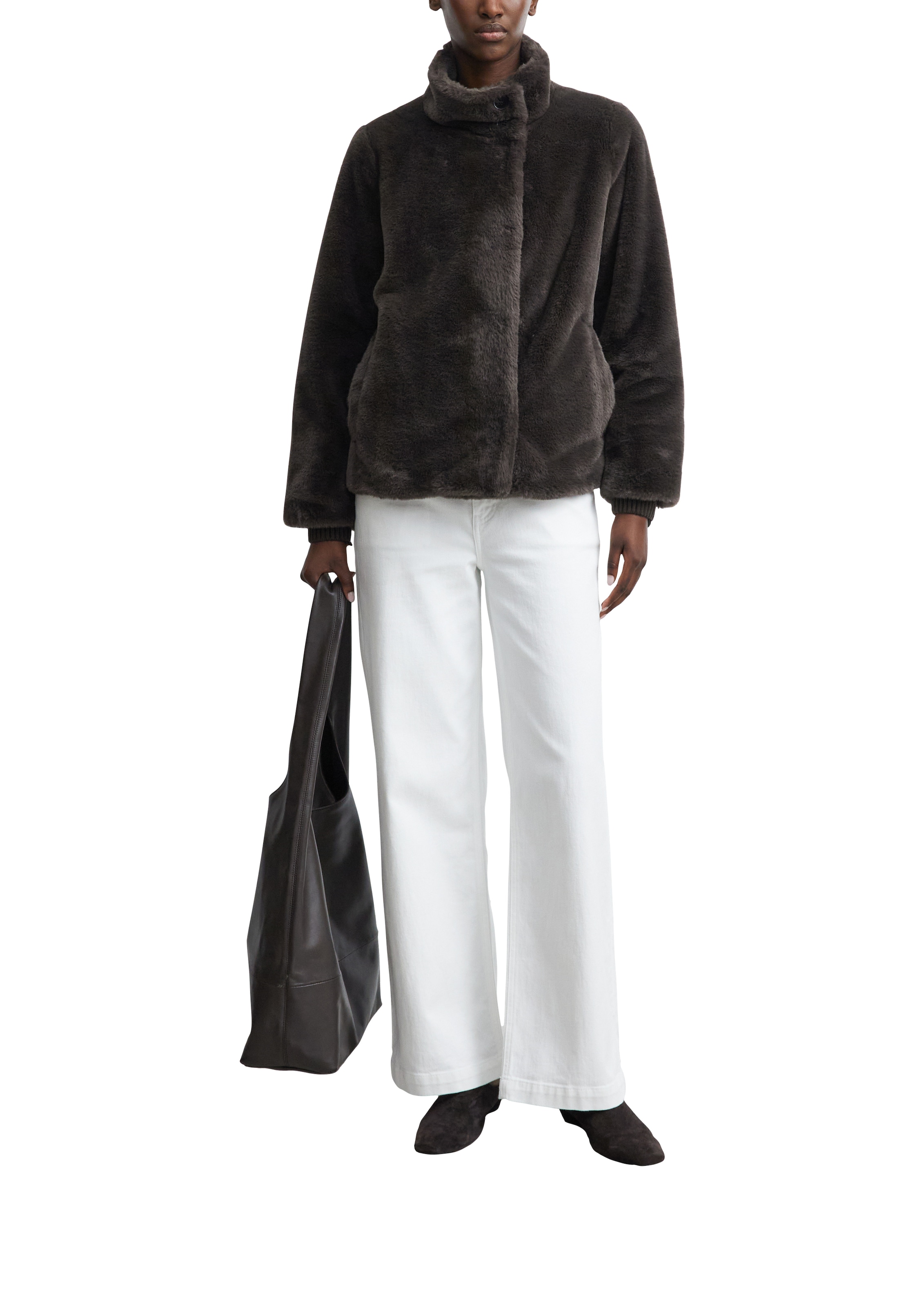 Comma Veste en peluche veste en peluche, avec col montant