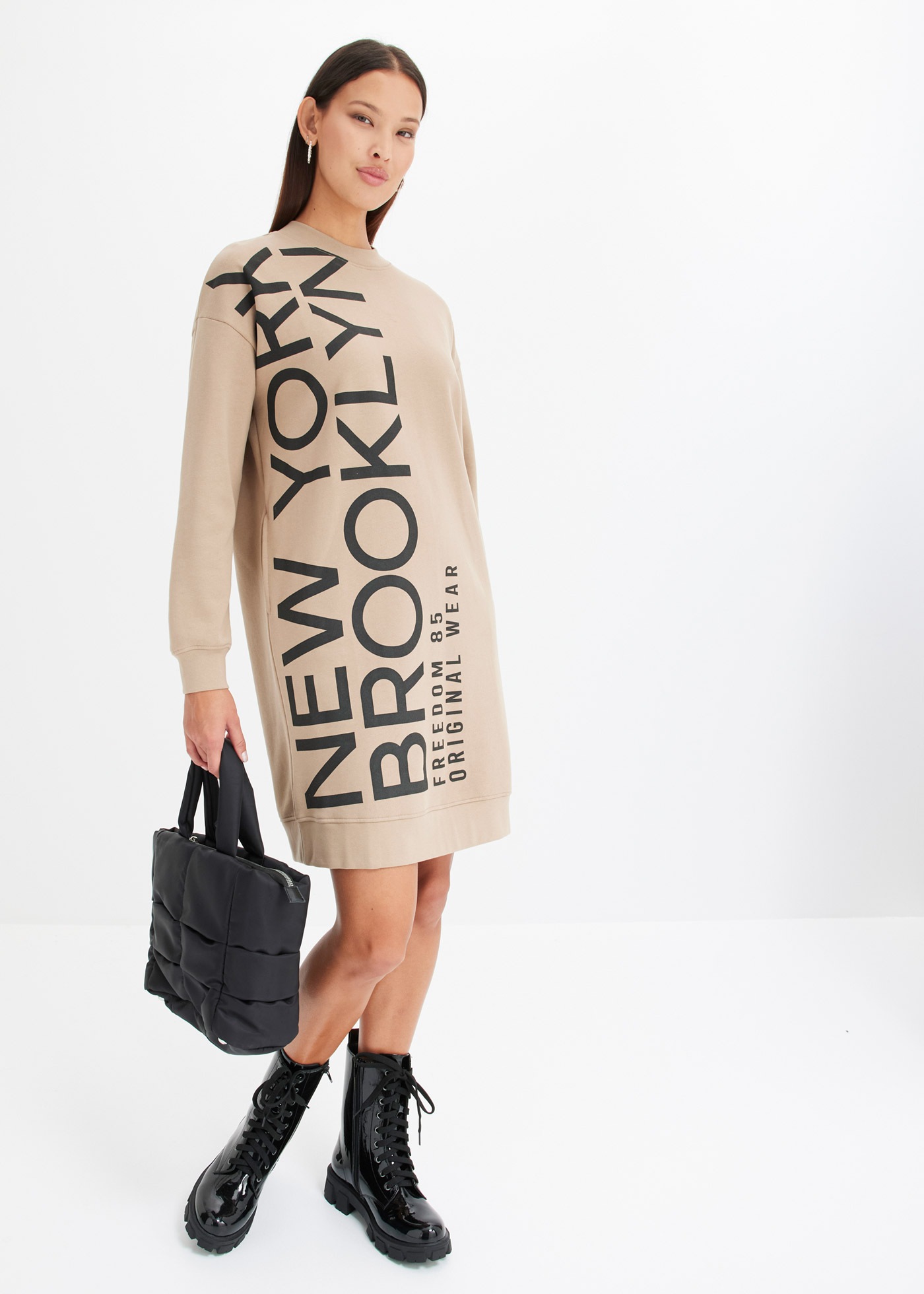 bonprix Sweatkleid »Oversize-Sweatkleid aus weichem Baumwoll-Mix« für den Alltag, aus Baumwoll-Mix, Oversize-Passform, im Casual Stil