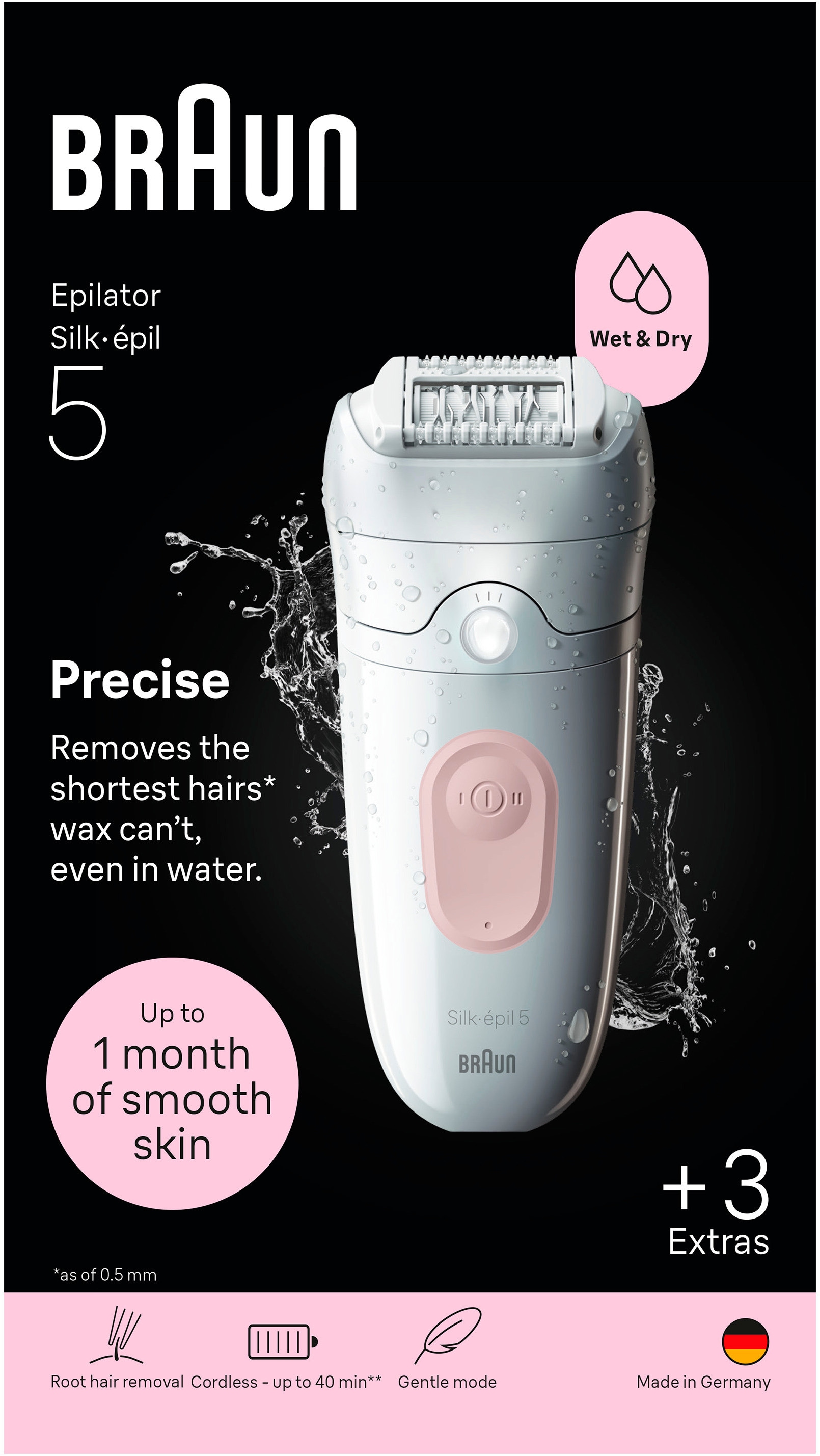 Braun Epilierer »Silk-épil 5 SE5-030« Wet & Dry, Einfache Haarentfernung, Rasieraufsatz und Trimmeraufsatz