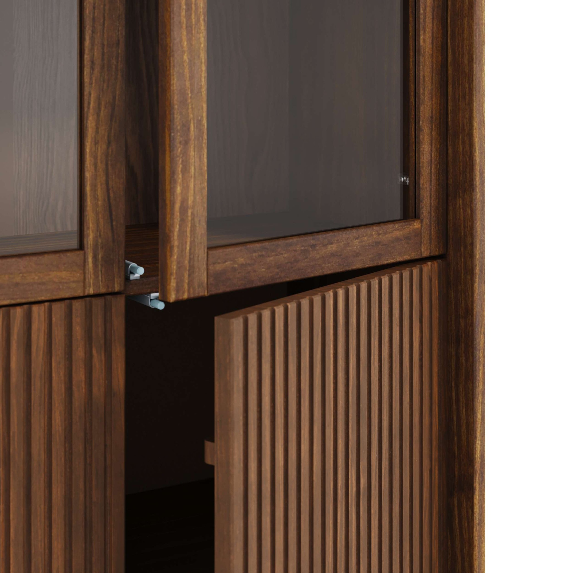 GOODproduct Vitrine »Malmedy Front mit gefrästen Rillen« aus massivem Kiefernholz, Push-to-open, FSC, Breite 80 cm, Höhe 180 cm