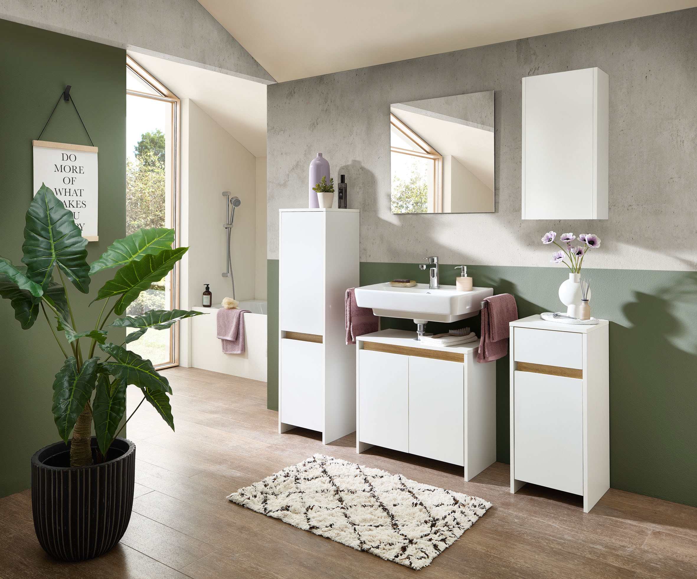 Saphir Ensemble de meubles de salle de bain »Quickset 100, 5-teilig, mit Holzeinlegeböden, 94cm breit« 5 cuis tlg.