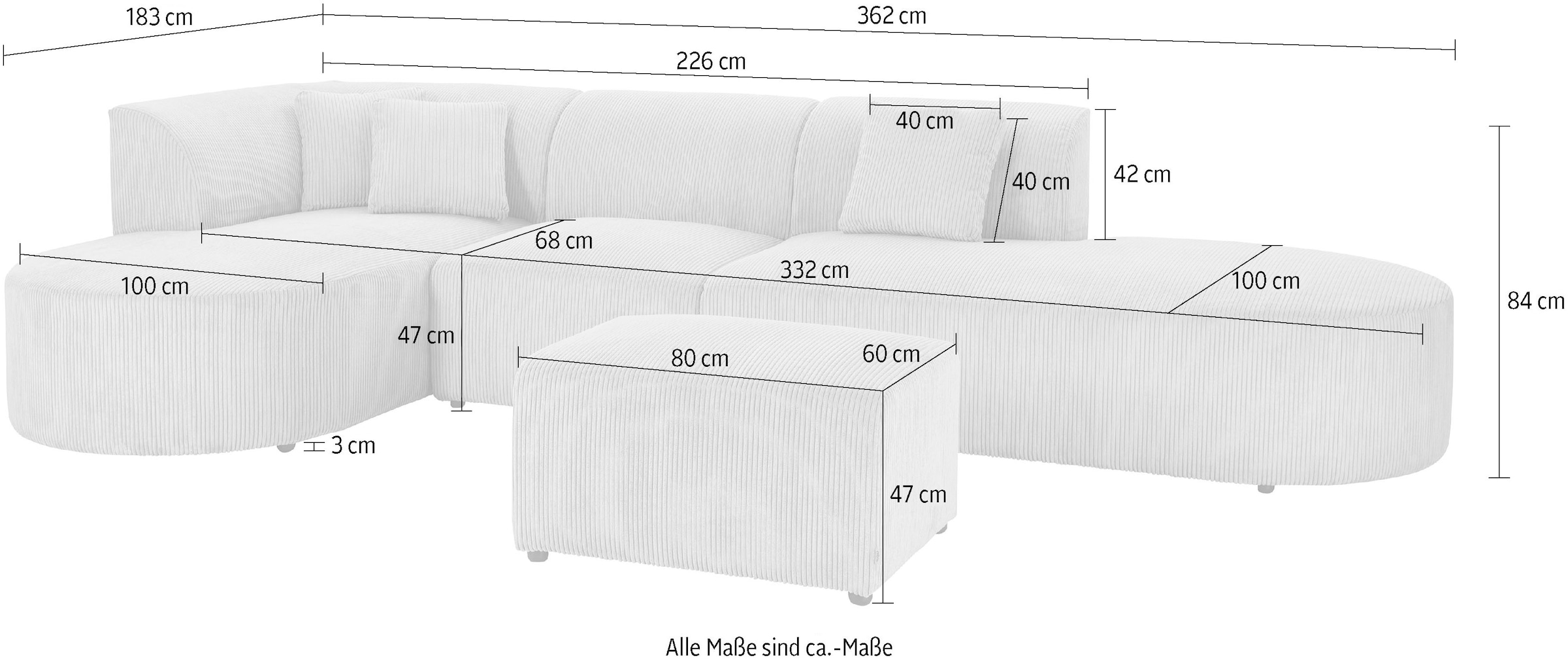 GOODproduct Canapé d'angle »Alesund L-Form« composé de modules, vendus aussi séparément, reliés entre eux