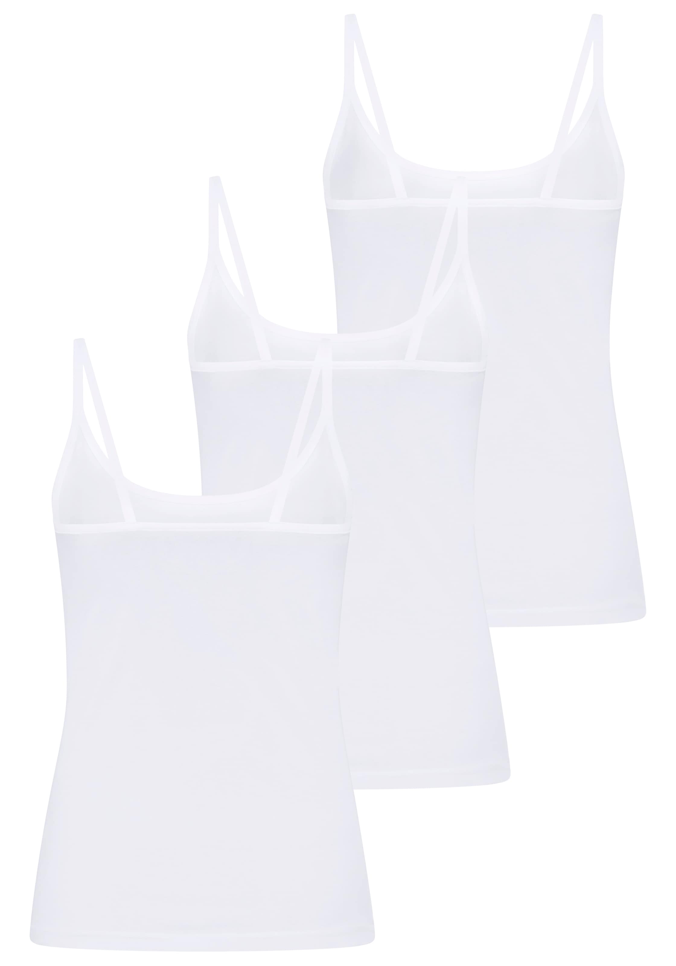 YSABEL MORA Top à bretelles spaghetti 3er Pack,  Baumwollmix, elastisch, weich, schmale Träger, atmungsaktiv