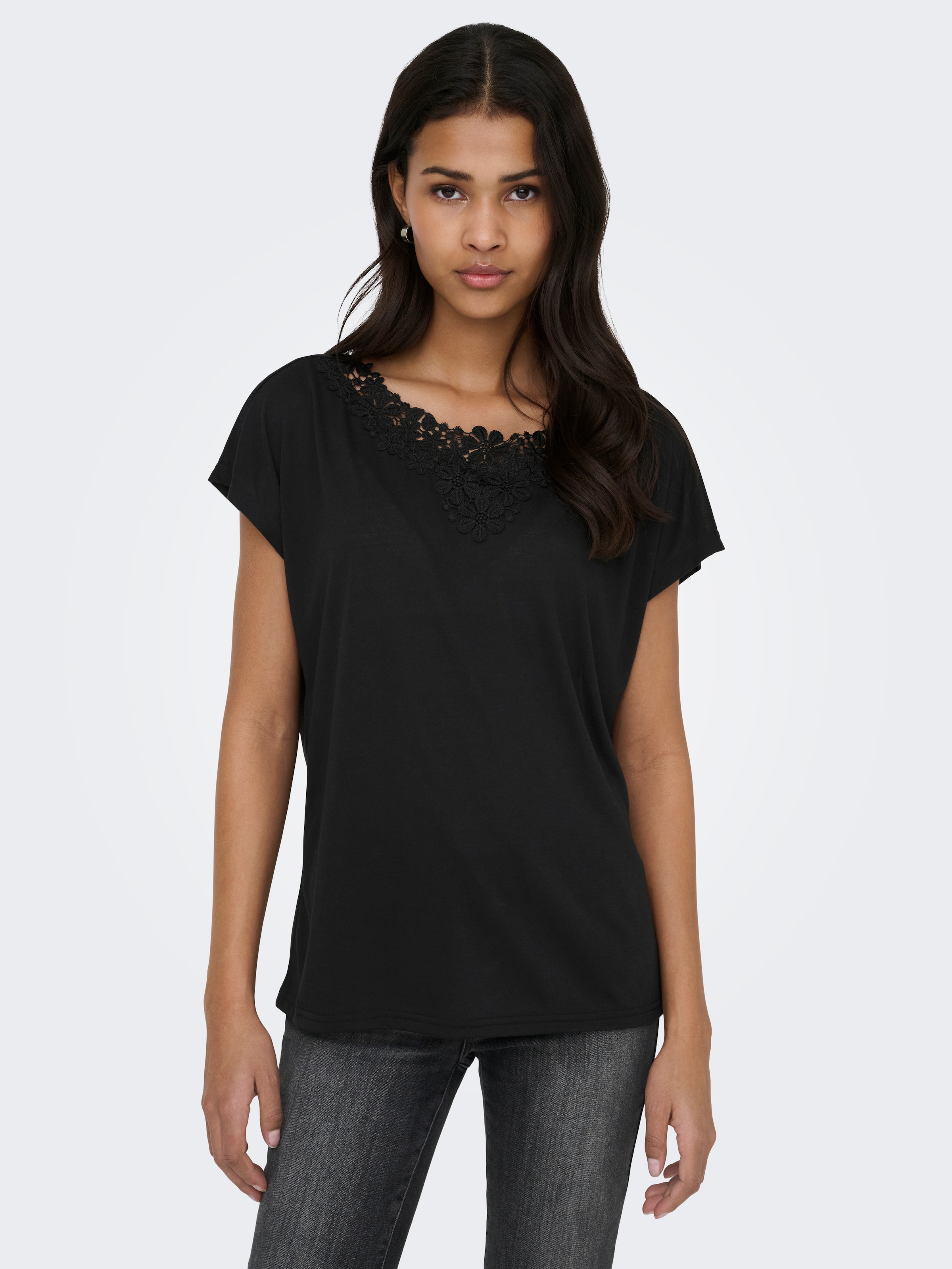 ONLY Chemise en dentelle »ONLWINNIE S/S TOP CS JRS« Polyester, regular fit