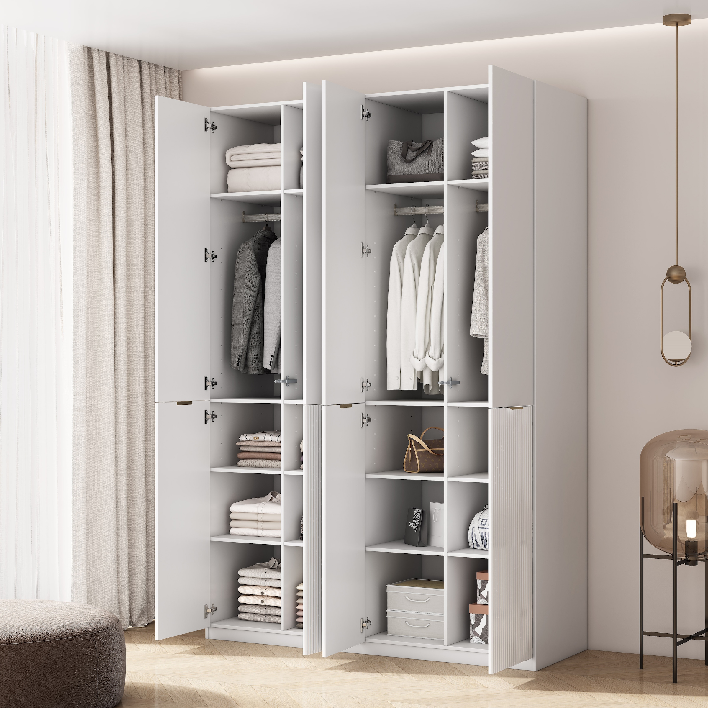 GOODproduct Kleiderschrank »Jorella Schlafzimmerschrank Garderobe mit Softclose« eleganter Schlafzimmerschrank Rillendesign Trend Breite 161cm