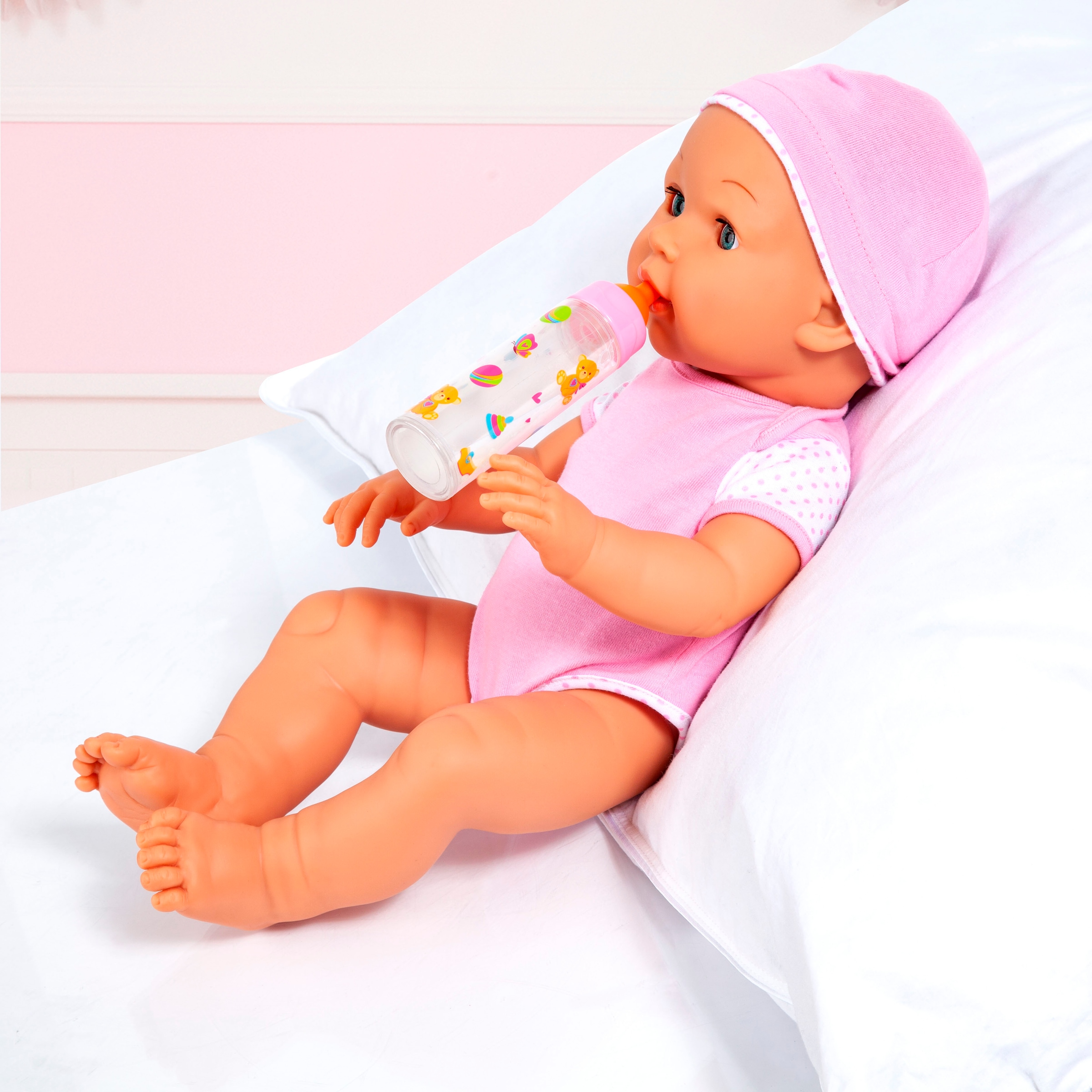 Bayer Set d'accessoires de poupées »Puppen-Fläschchen Milch und Orange« leeren und füllen sich wie von Zauberhand