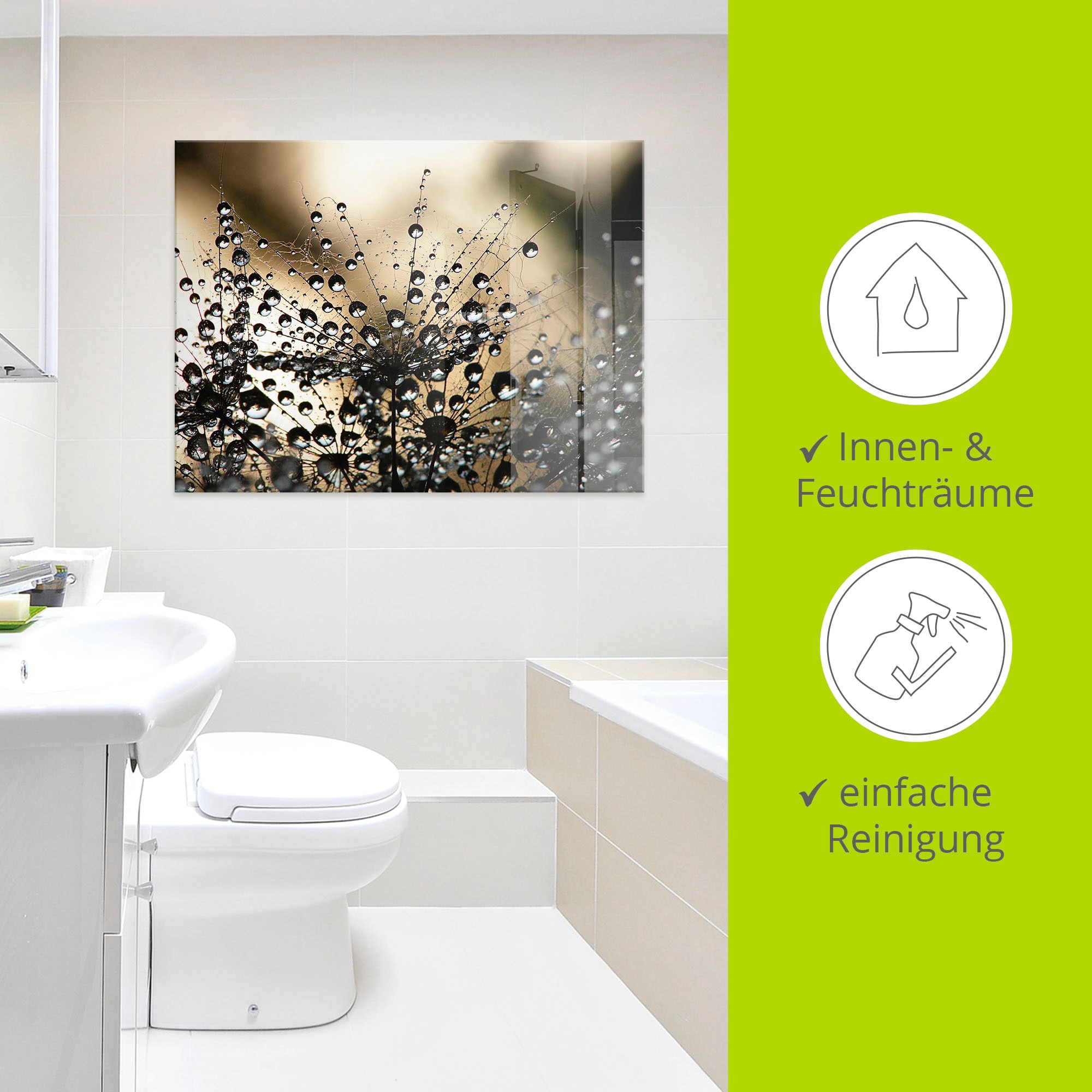 Artland Tableau en verre »Nasser Löwenzahn« 1 cuis tlg. in verschiedenen Grössen