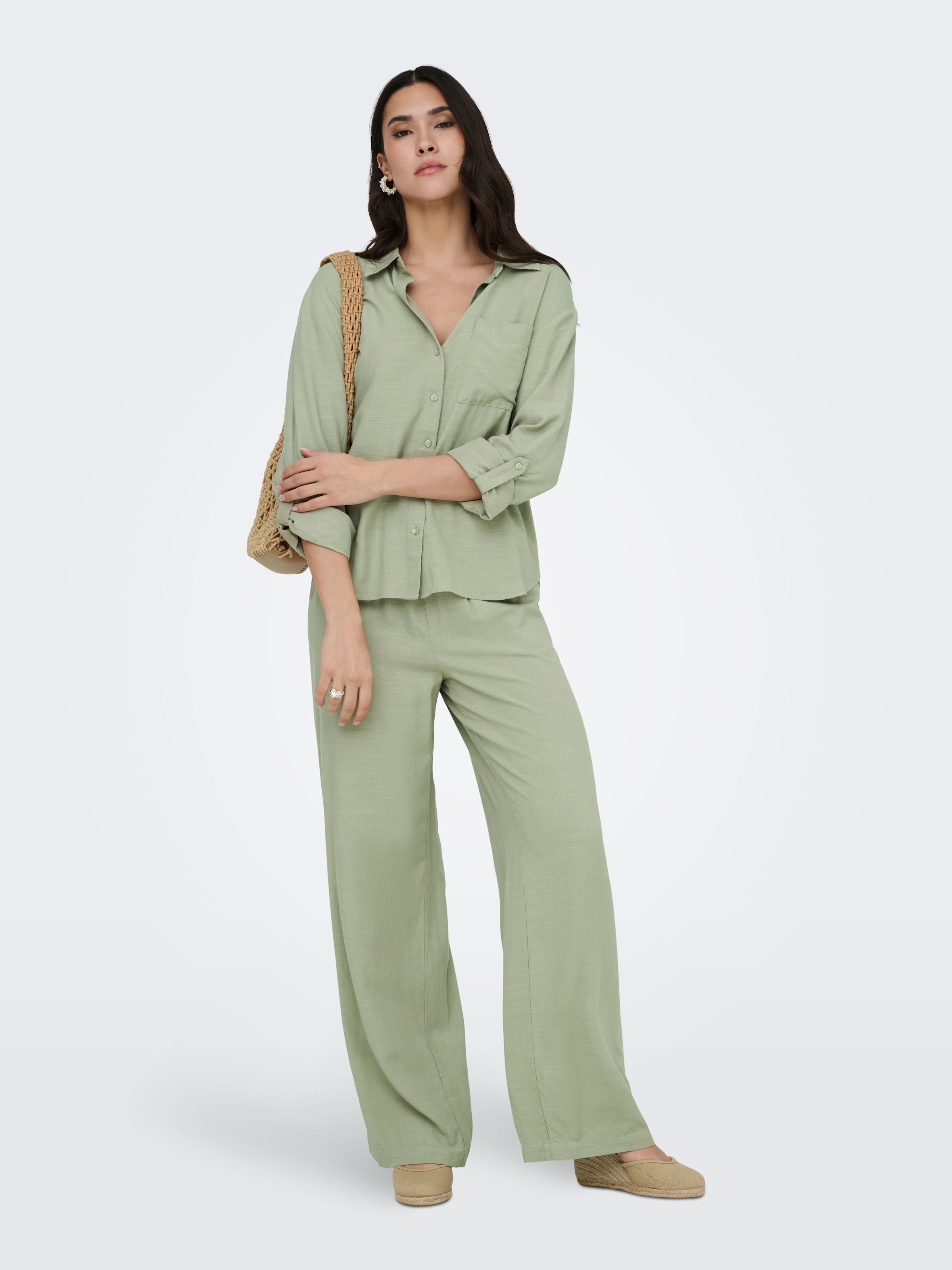 JDY Pantalon à enfiler »JDYCAYA LINEN MW PANT WVN DIA«  Pantalon d'été en lin