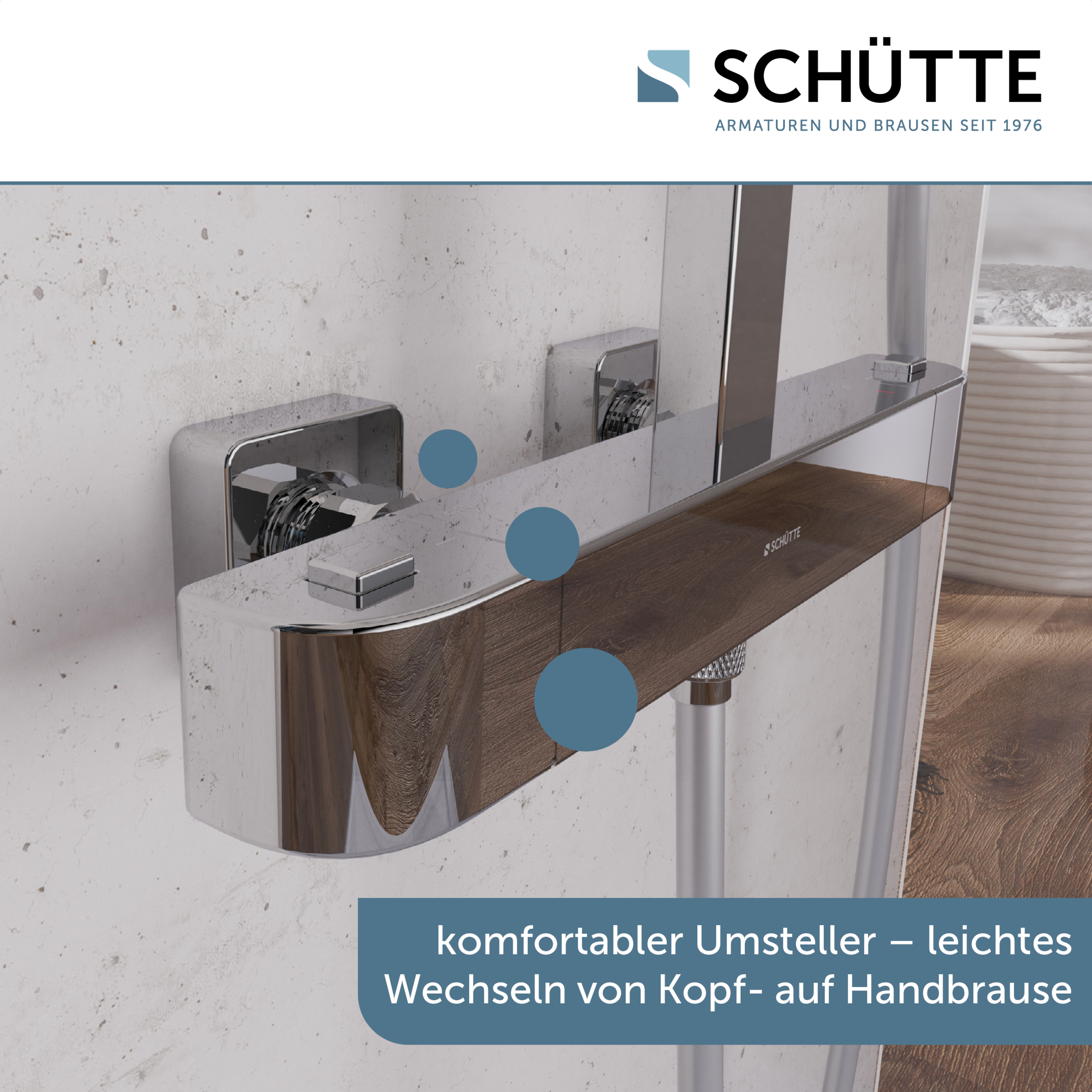Schütte Brausegarnitur »GRAN CANARIA« Komplett-Set,  Regendusche 30x20 cm, Umsteller, Antikalk, 3 Strahlarten, Thermostat