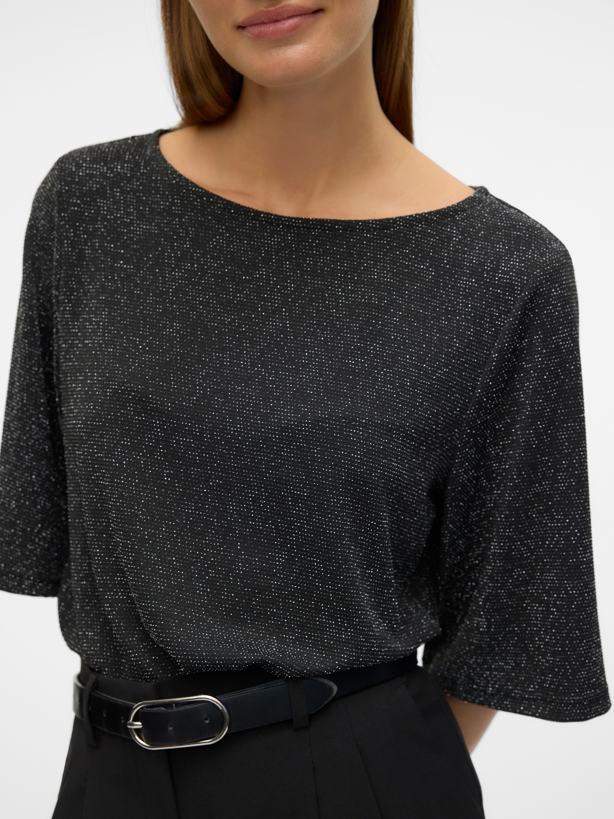 Vero Moda Rundhalsshirt »VMKANVA 2/4 GLITTER TOP JRS«, mit Glitzereffekt
