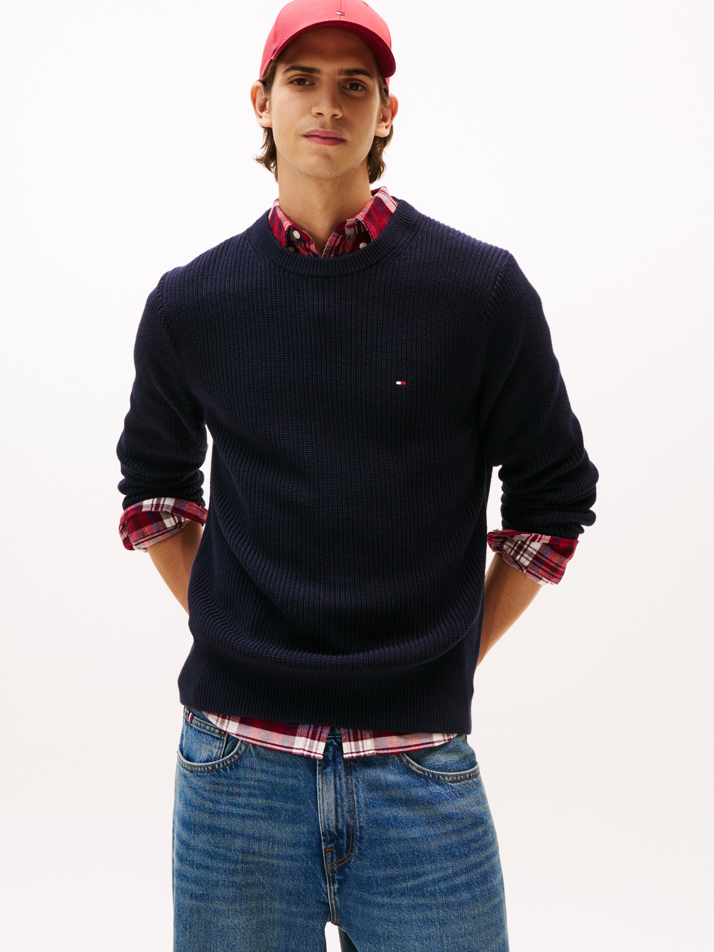 Tommy Hilfiger Pull à col rond »RWB RIB CREW NECK« mit Kontrast-Details