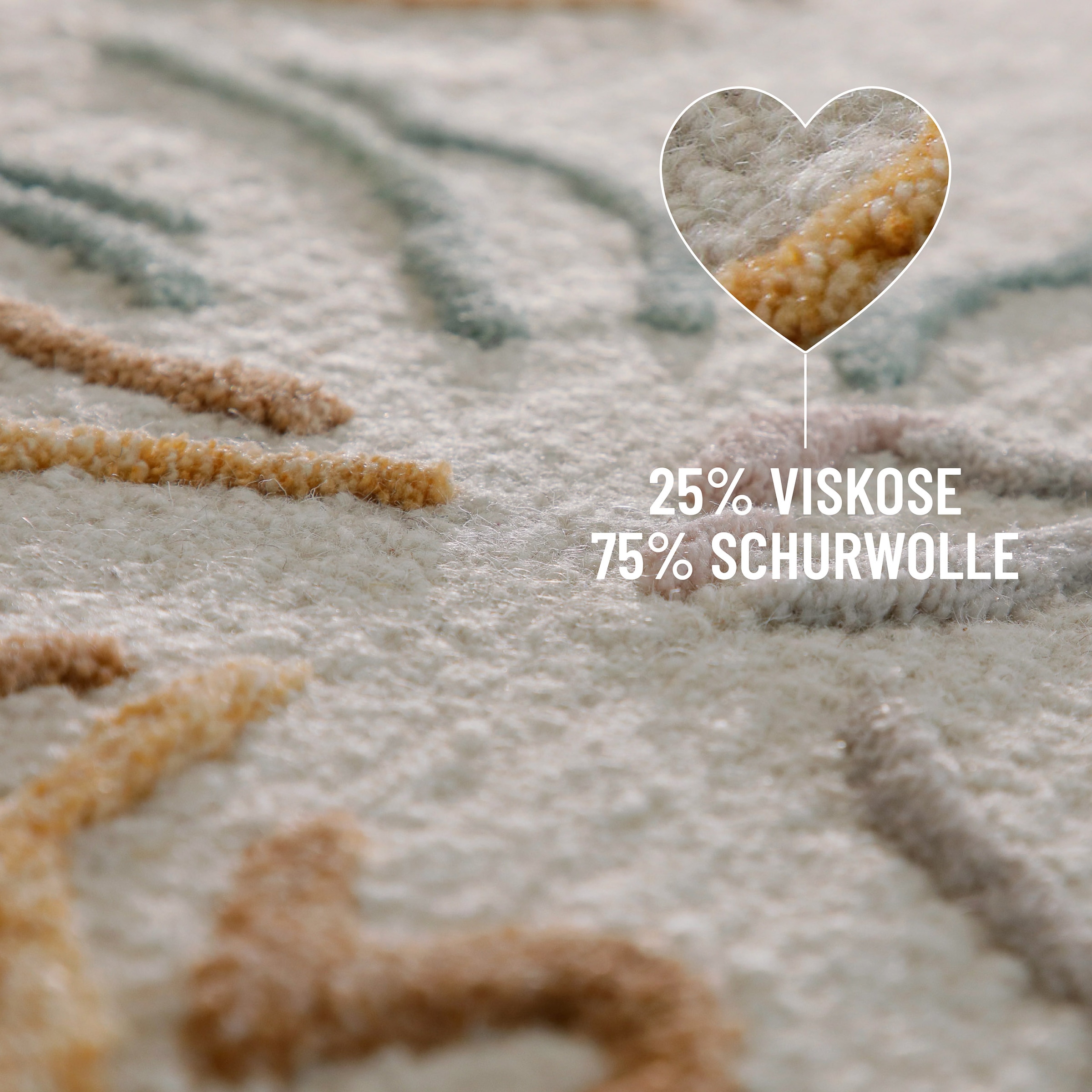 Wecon home Tapis »Vee« Rectangulaire 10 mm Höhe Wollteppich, floral, hochwertig, pflegeleicht, modern, handgetuftet