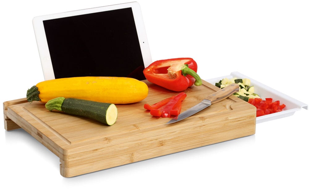 Zeller Present Planche à découper »mit Tablet-Halter« mit herausnehmbarem Auffangbehälter