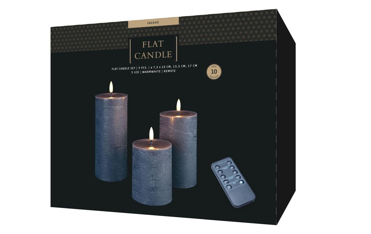 STT Bougie LED »Flat Candle Set Wachs, Anthrazit«