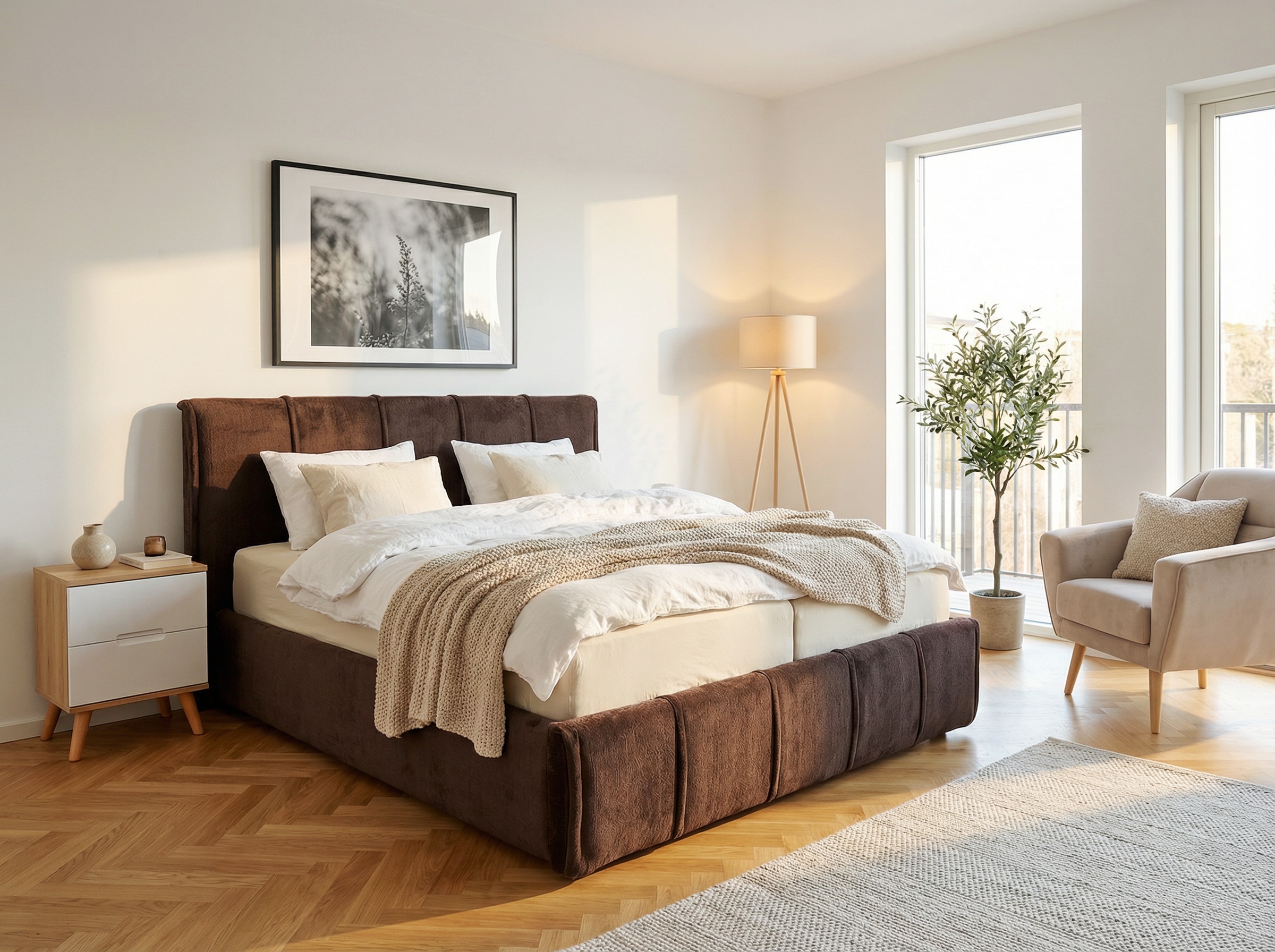 GOODproduct Lit rembourré »EVELLINA in der Grösse 180x200 cm, mit flauschigem Stoff bezogen« wahlweise mit Lattenrost und King-Matratze (28cm)