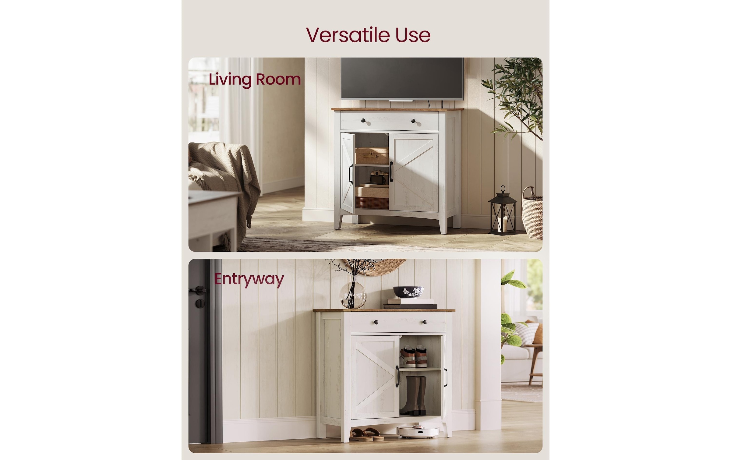 VASAGLE Kommode »VASAGLE Kommode 80 x 80 cm, Beige/Weiss«