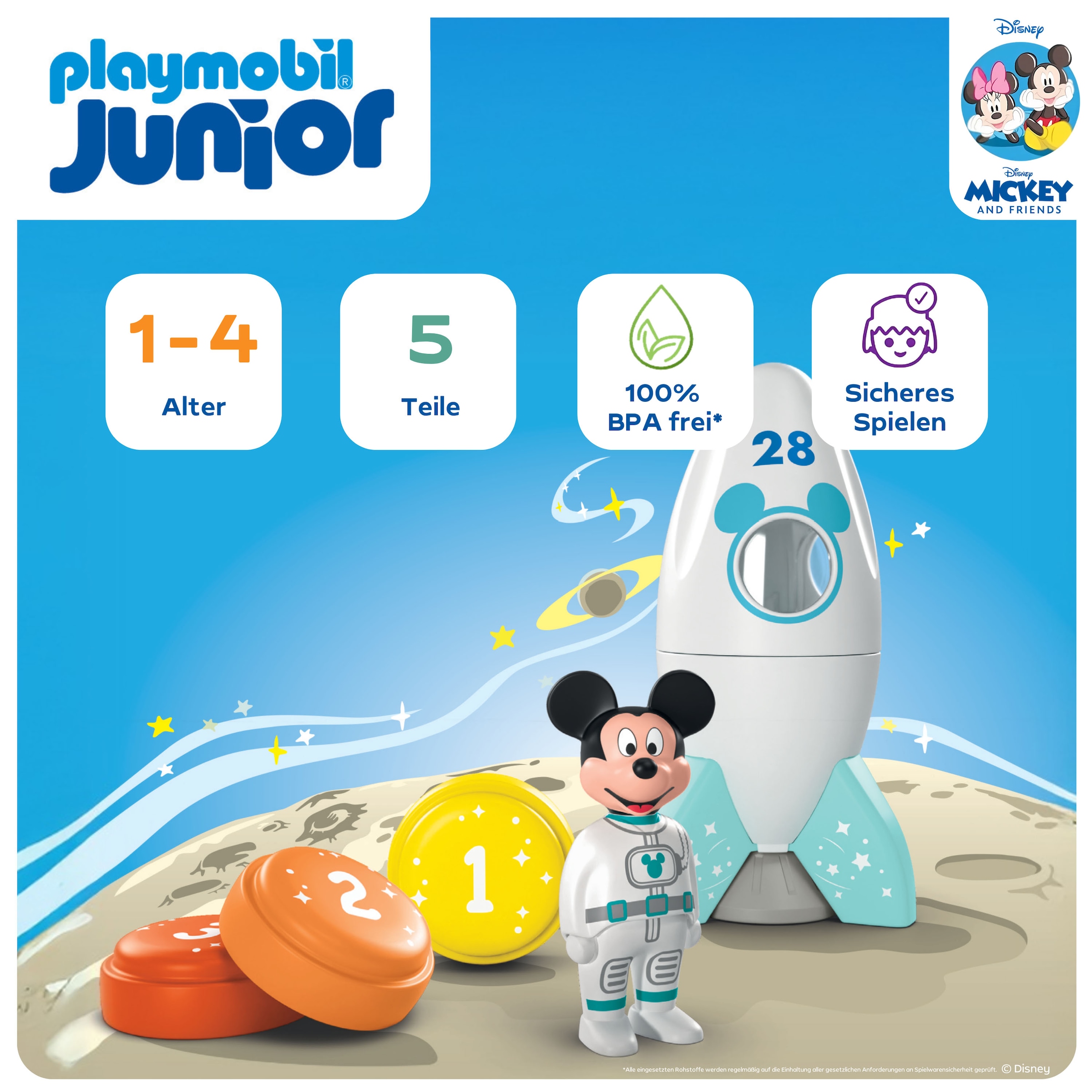 Playmobil® Jeu de construction »Micky Maus' Raketen- & Weltraum-Abenteuer (71771), JUNIOR & Disney« Made in Europe