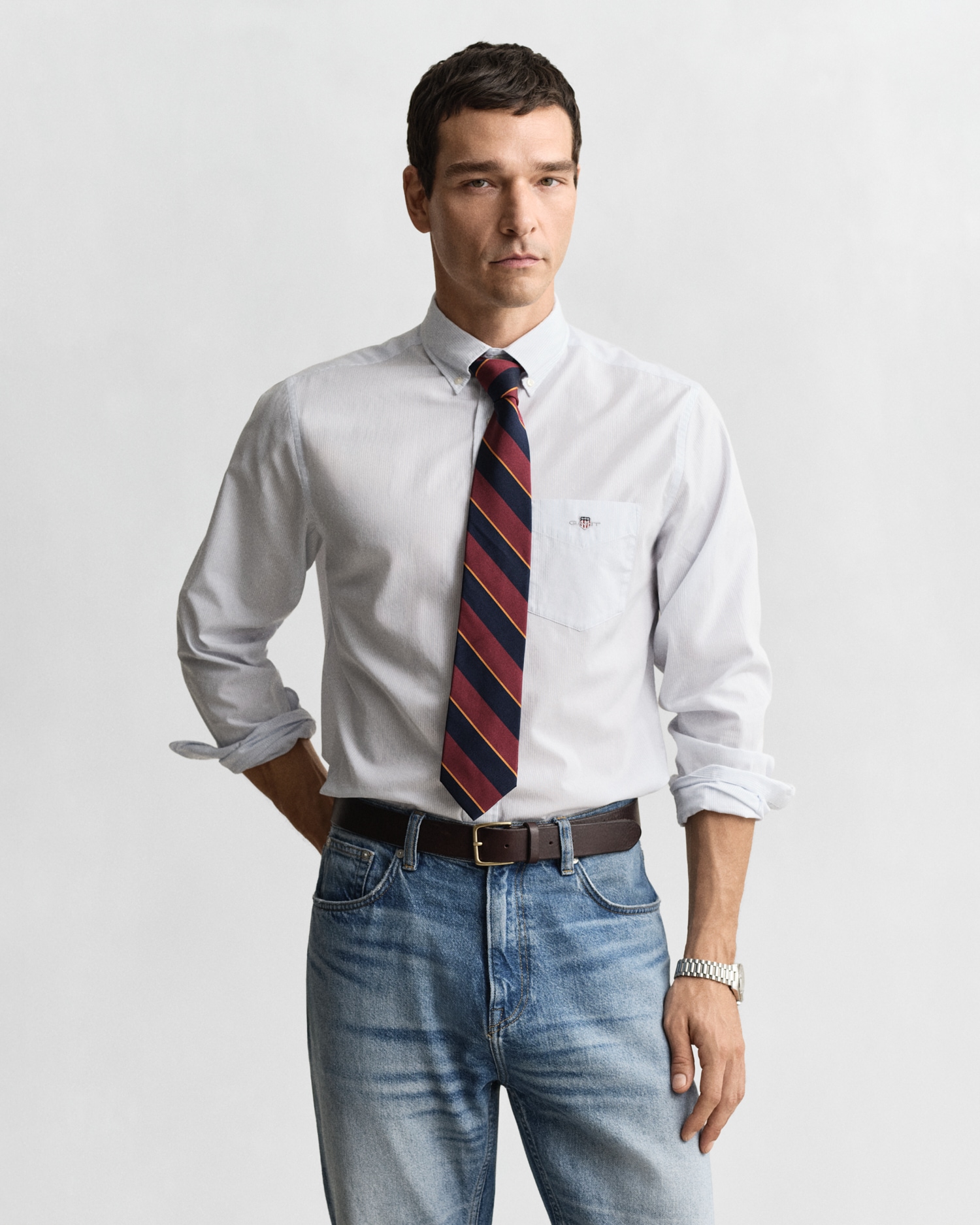 Gant Chemise à manches longues »REG POPLIN BANKER SHIRT« Banker Stripe Popeline, leichte Baumwolle