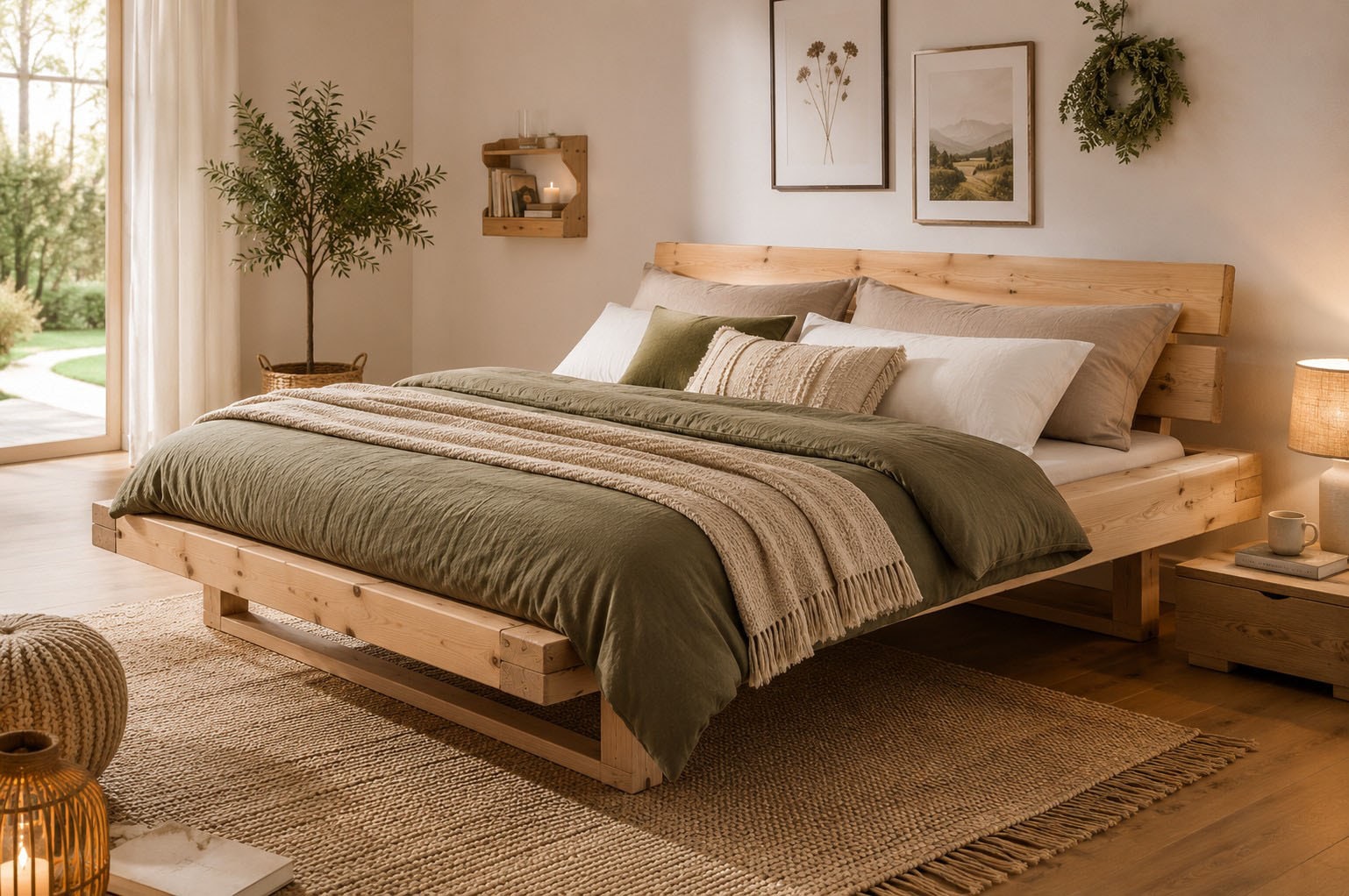 Home affaire Massivholzbett »Ultima Balkenbett Doppelbett, Füsse mit Kufenform« hohe Belastbarkeit: 200kg je Seite,  Massivholz, Skandinavisches Design, Robust, stabil, FSC zertifiziert