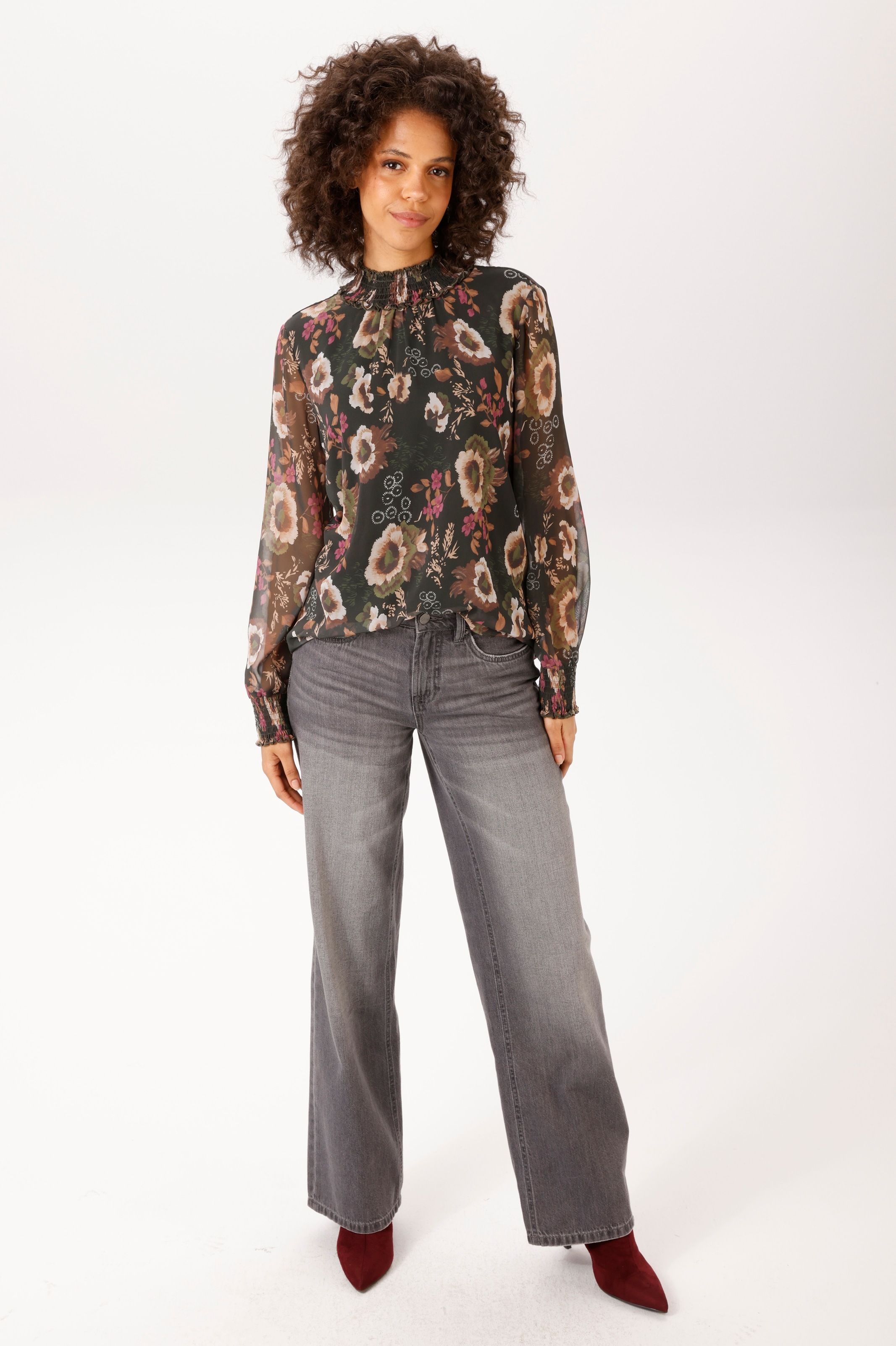 Aniston CASUAL Schlupfbluse mit fantasievollem Blumendruck - NEUE KOLLEKTION