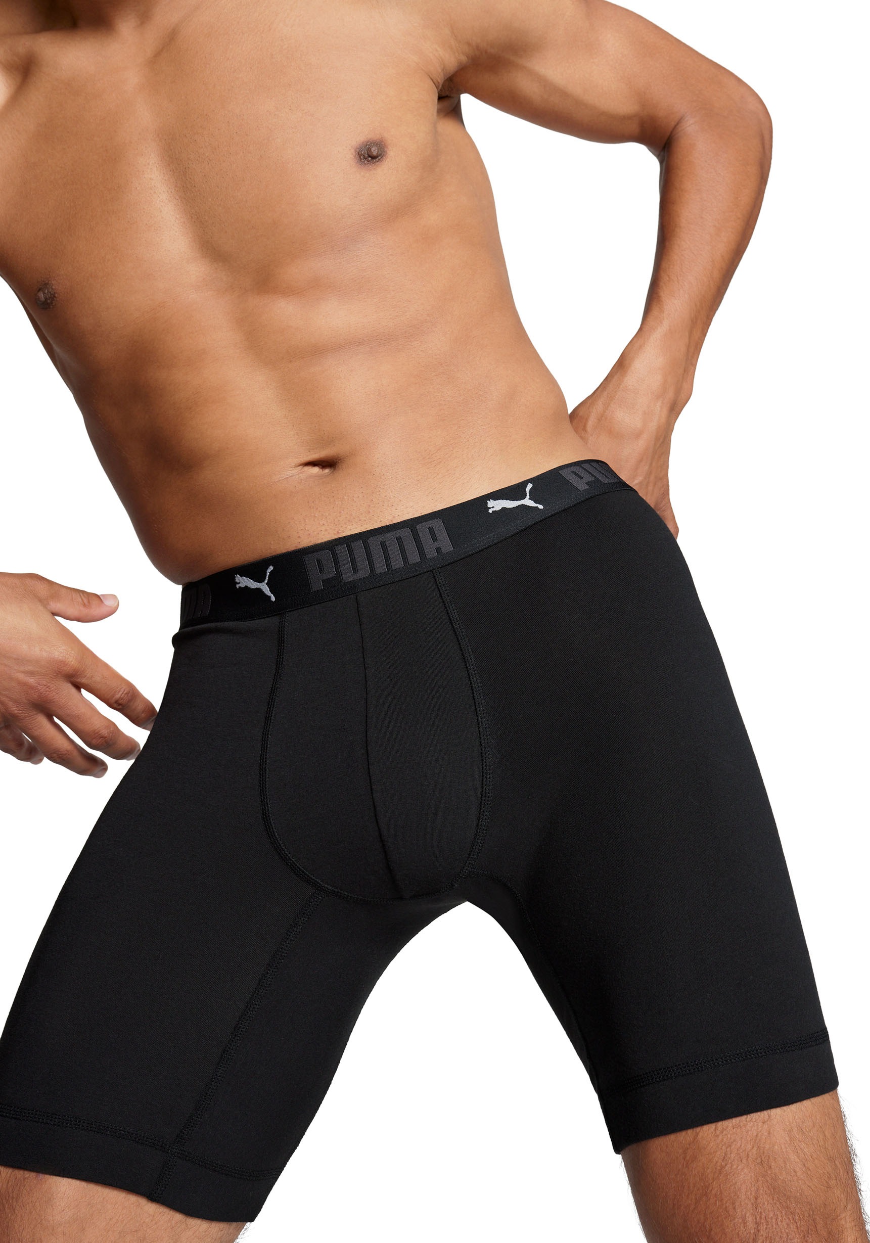 PUMA Boxershorts »PUMA MEN SPORT COTTON LONG BOXERS 2P« Packung, 2er Pack,  mit Markenschriftzug im Bund