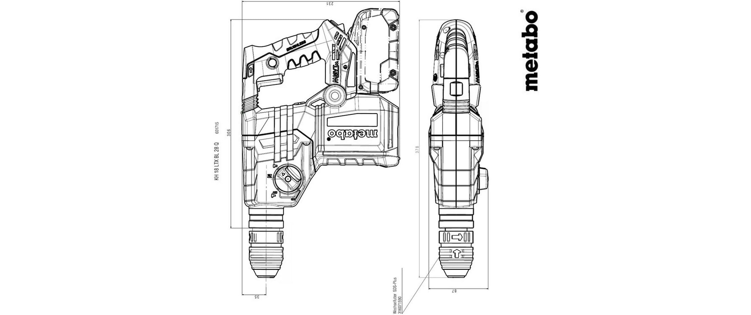 metabo Akku-Meisselhammer »KH 18 LTX BL 28 Q, Solo«