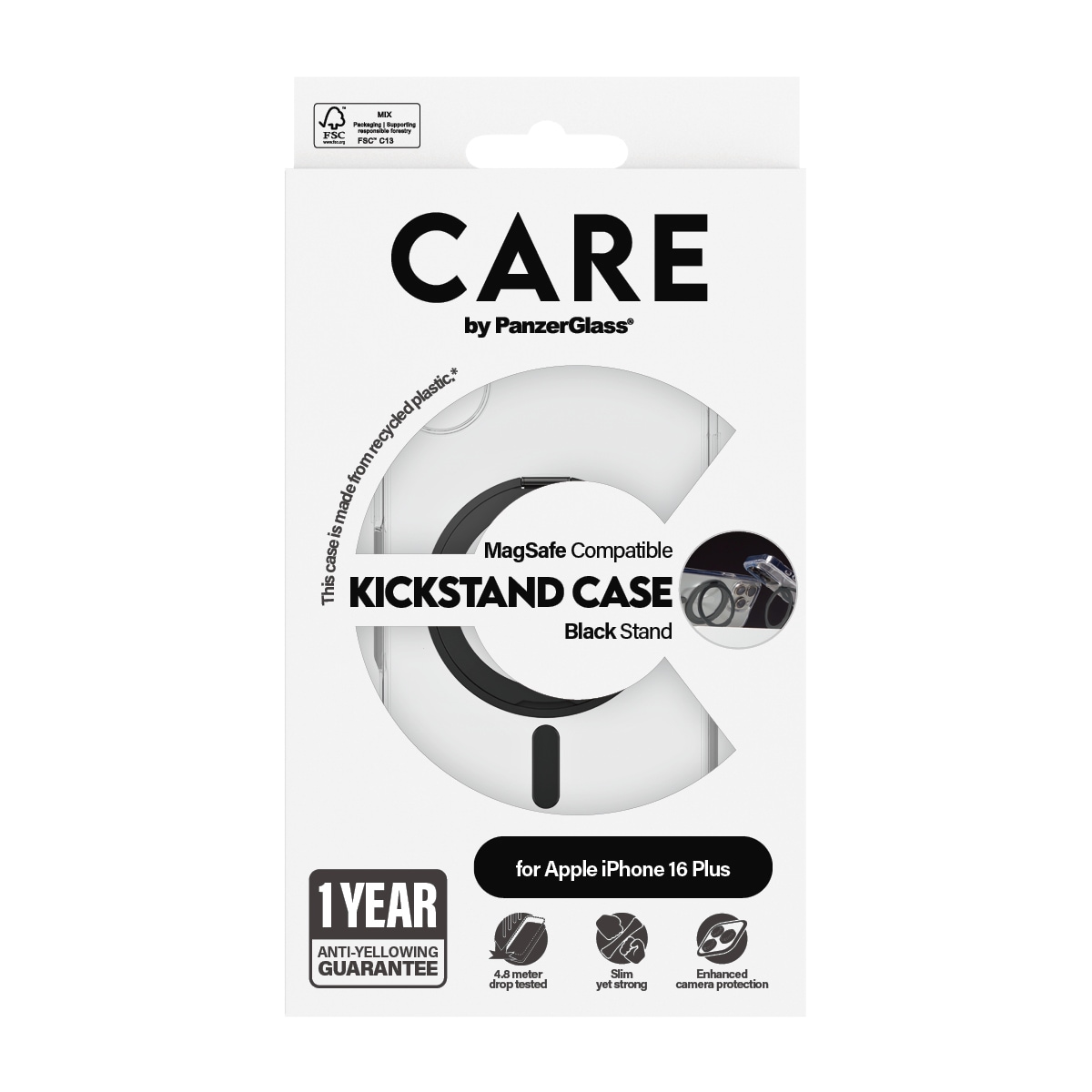 CARE by PanzerGlass Handyhülle »Kickstand Case für Apple iPhone 16 Plus« Backcover, Schutzhülle, Handyschutzhülle, Case, Schutzcase, stossfest