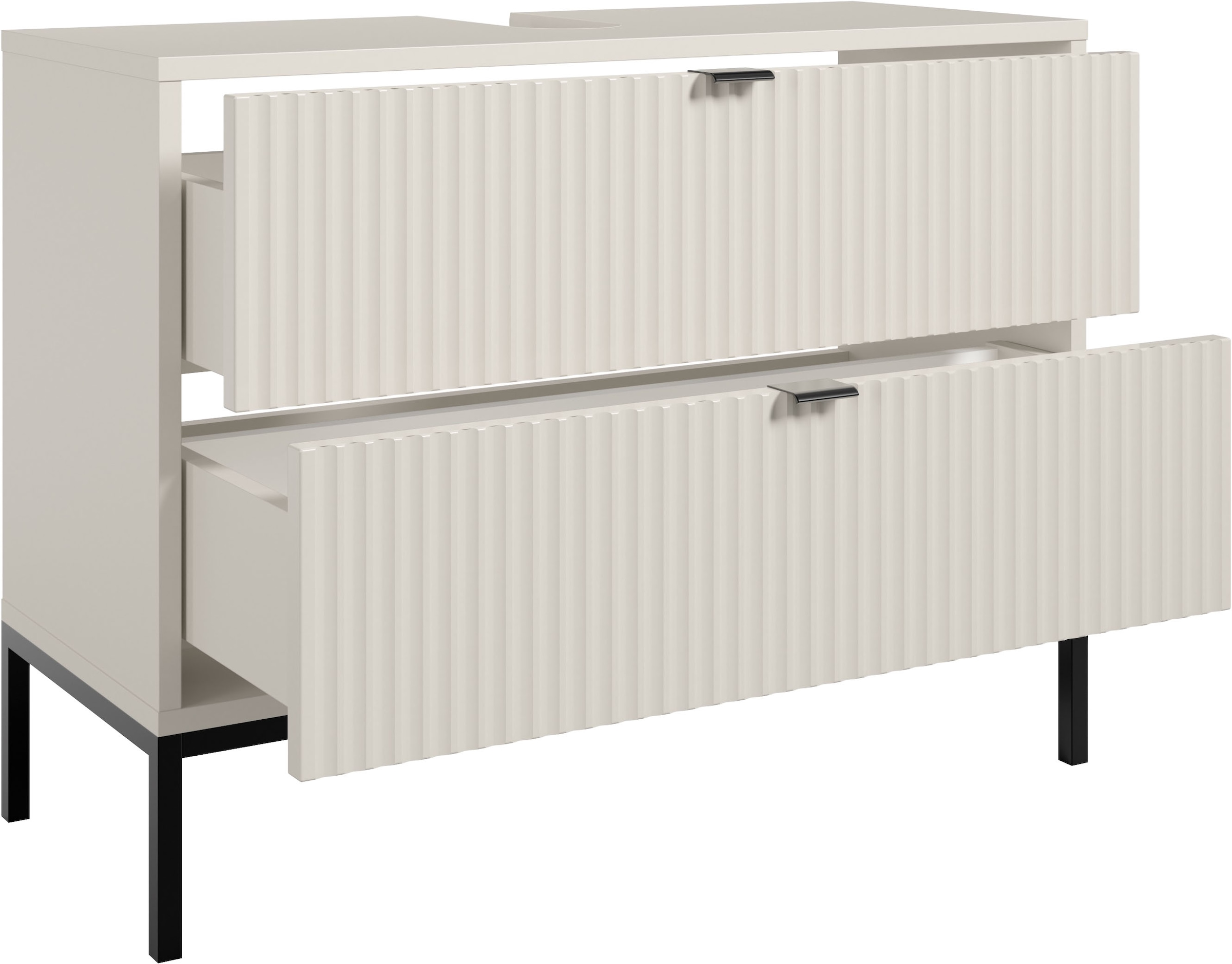 BASIC by Balculina Waschbeckenunterschrank »Lucera BxHxT 80x60x32 cm« 1 Stk. tlg. Breite 80cm, Unterflurauszug, Metallfüsse